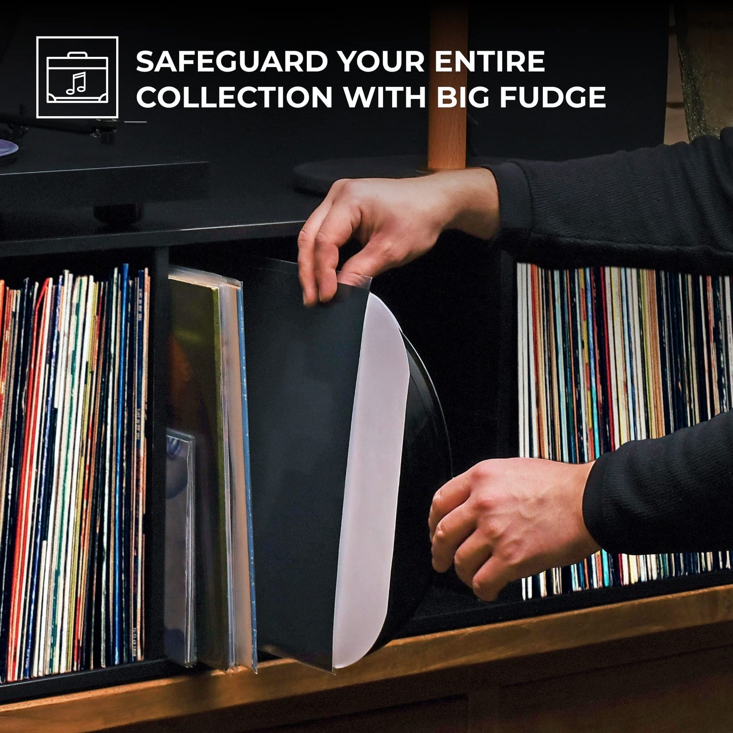 BIG FUDGE Vinyl Record Inner Sleeves - 12 inch x 50 Pcs - Heavyweight & Acid-Free Paper Album Covers - Anti Static Protective Sleeve for Your LP & Single Records