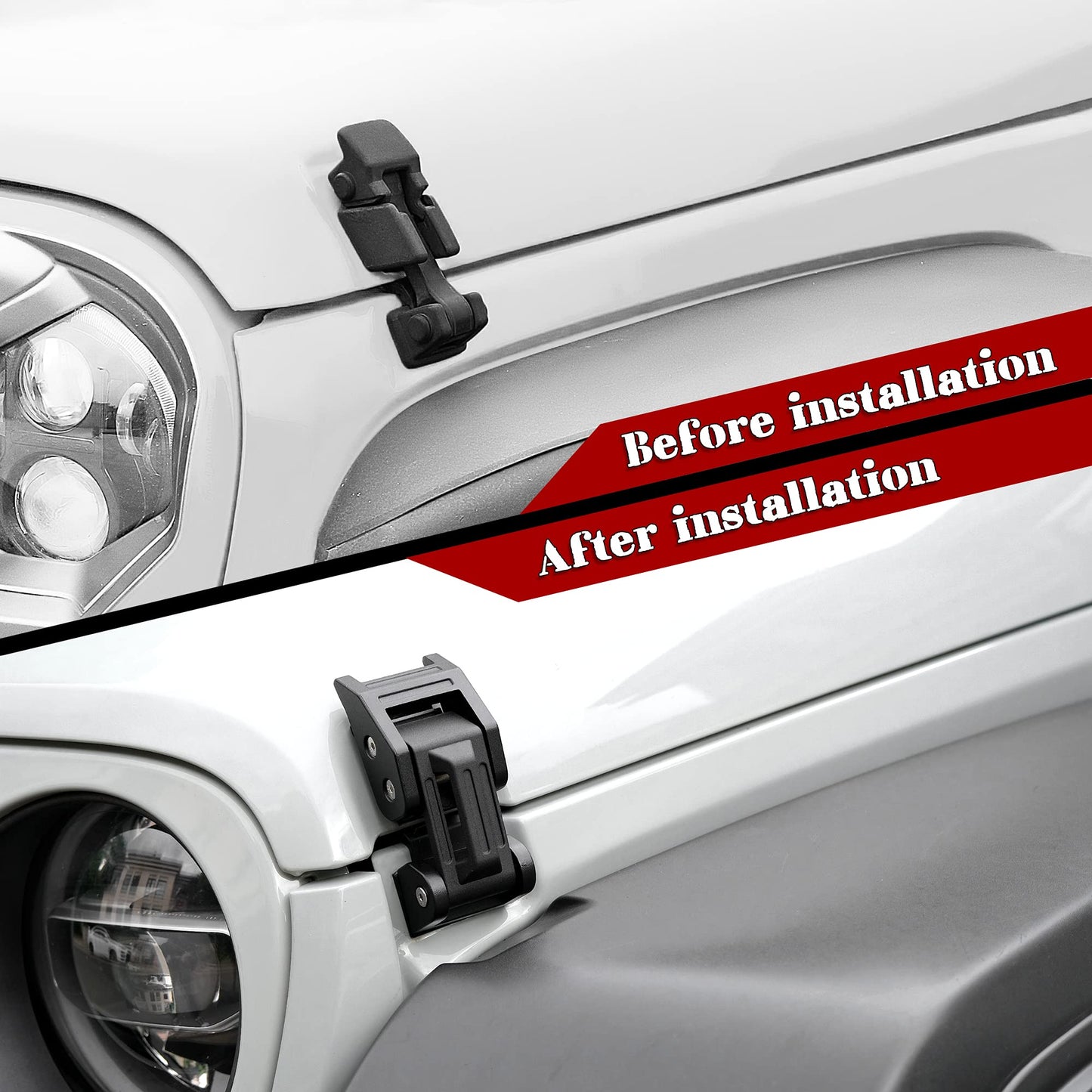 Seven Sparta Hood Latches Aluminum Hood Catch Compatible with Jeep Wrangler JK/JKU 2007-2017, JL/JLU 2018-2022 & Jeep Gladiator 2020-2022, 1 Pair (Base)