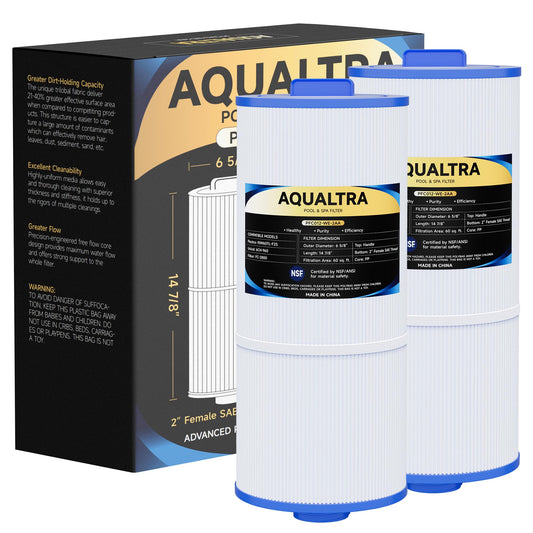 AQUALTRA 6CH-960 Spa Filter Replacement Compatible with PJW60TL-F2S, J-300, J400, FC-2800, 6 5/8”x 14 7/8”Screw in Hot Tub Filter with Closed Handle (Not be Removed) 2 Pack
