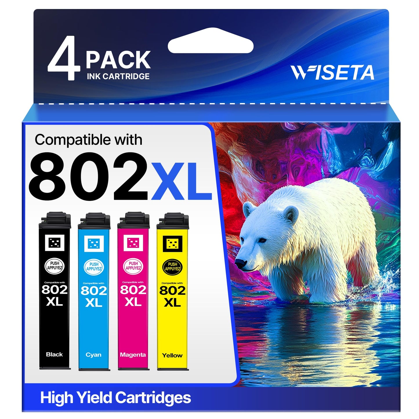802 XL Ink Cartridge Remanufactured for Epson 802XL Ink Cartridge 802 T802 T802XL for Epson Workforce Pro WF-4720 4730 4740 4734 EC-4040 4020 4030 4040 Printer (4 Pack)