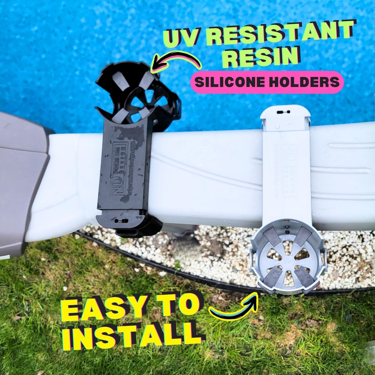 2-Pack Cup Holders for Above Ground Pool | Adjustable Drink Holder for Square Top Pools Only | Blue | Must-Have Pool Accessories | Use for Boat, Deck, Balcony | Made in Canada