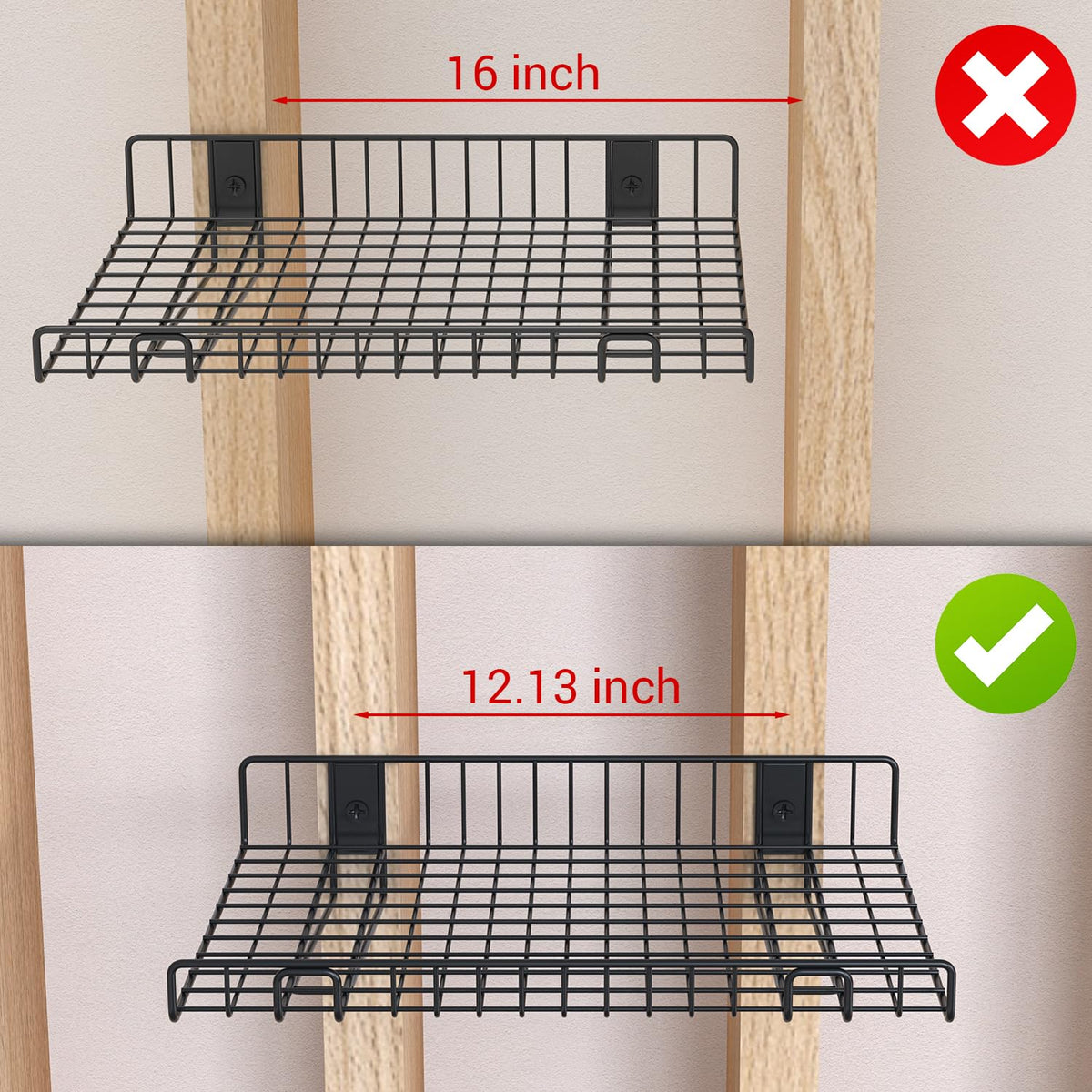 2 Pack Garage Wall Shelf,Wall Mounted Storage Shelves,Heavy Duty Metal Shelves for Room Wall, Loads 130 LBS Floating Shelf Mesh Storage Rack for Garage, Office, Basement, Cabinet and Kitchen