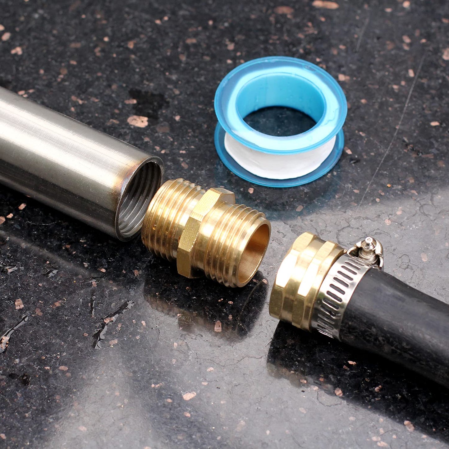 YELUN Solid brass Garden Hose Fittings Connectors Adapter Heavy Duty Brass Repair Male, Female faucet leader coupler dual water hose connector (3/4" GHT Double Male Double Female 12 Pcs)