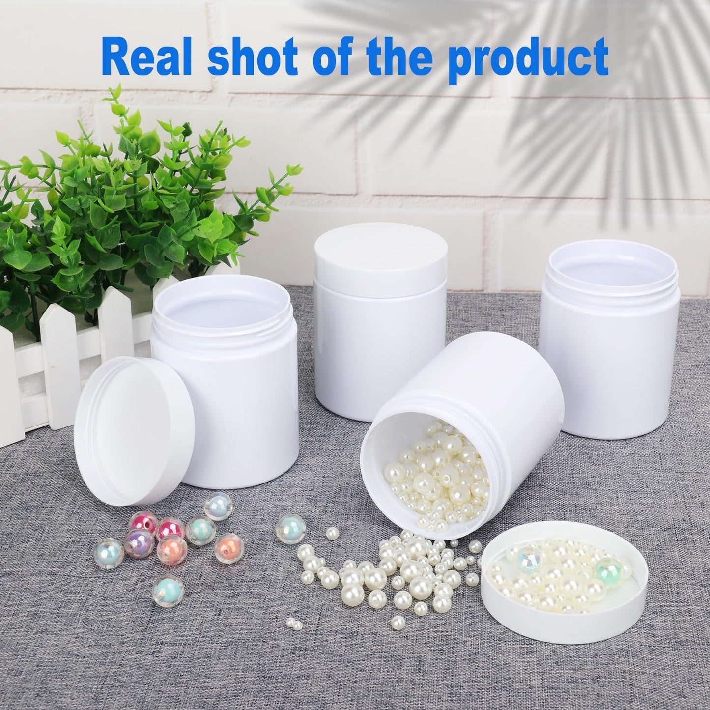 30 Packs 8.8oz (250 ml) Plastic White Jars with Lids, Cosmetic Containers Storage Jars with Wide-Mouth for slime, beads, rhinestones, sequins Cosmetics, Lotion, Cream, Ointments and More by KUKLIPJIM.