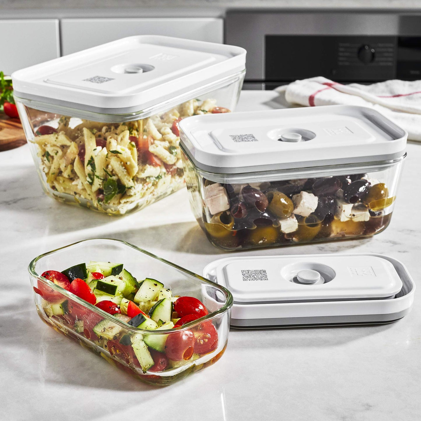 ZWILLING Fresh & Save Small/Medium/Large / 3 Piece Vacuum Box Set, Glass, Grey