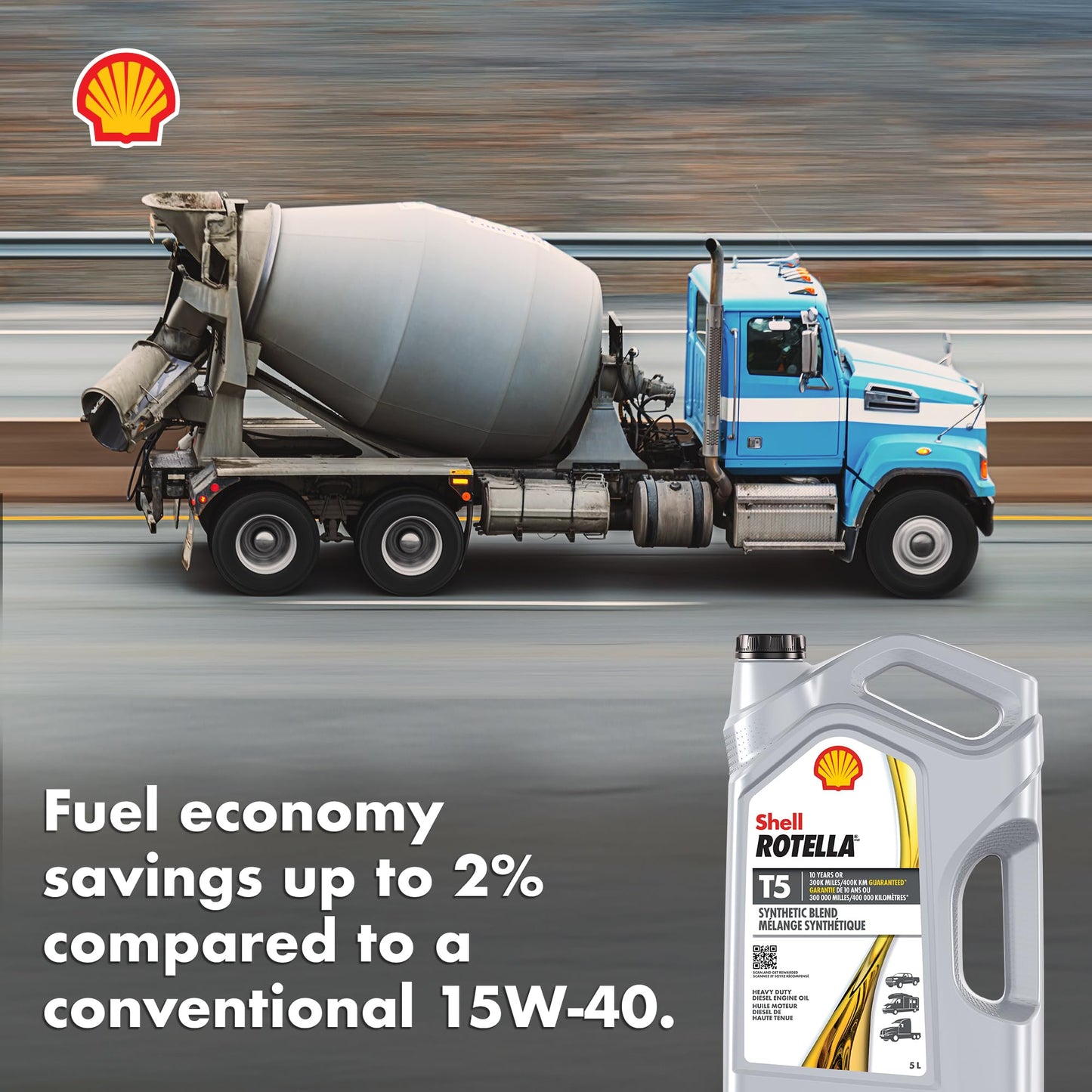 Shell Rotella T5 Synthetic Blend 15W-40 Diesel Engine Oil, 5 Litre