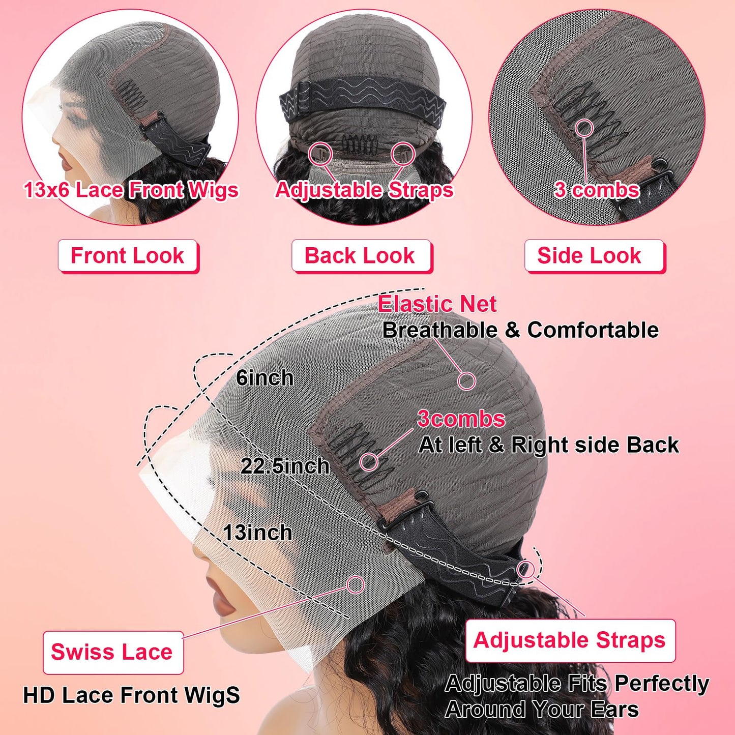 230% Density 13X6 28 Inch Deep Wave Lace Front Wigs Human Hair Curly Human Hair Wig Wet and Wavy HD Lace Front Wig Human Hair Pre Plucked Frontal Wigs Human Hair