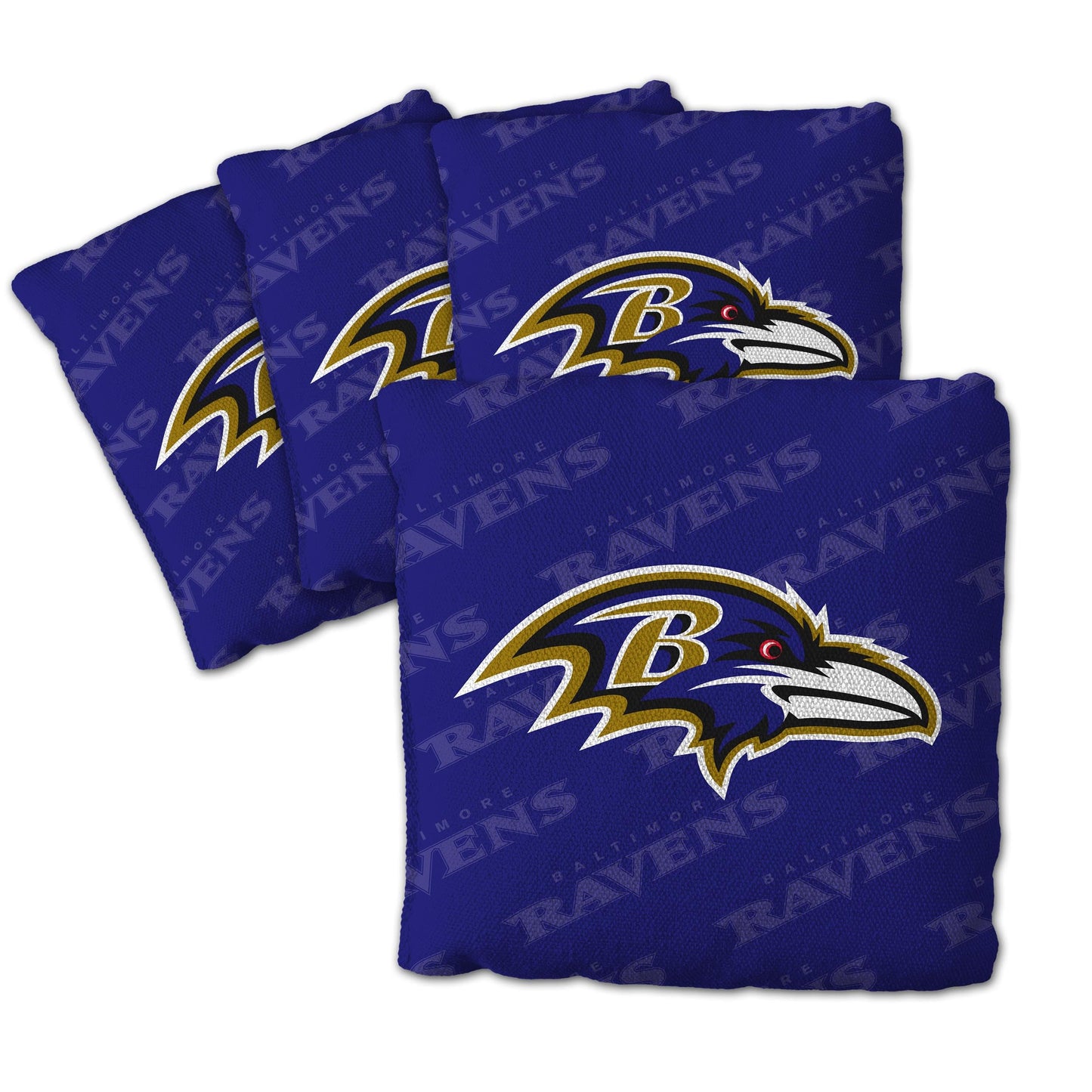 YouTheFan Officially-Licensed NFL Baltimore Ravens Set of 4 Cornhole Bags - All Weather Regulation 6” x 6” Size - 16oz Weight - Designed in USA