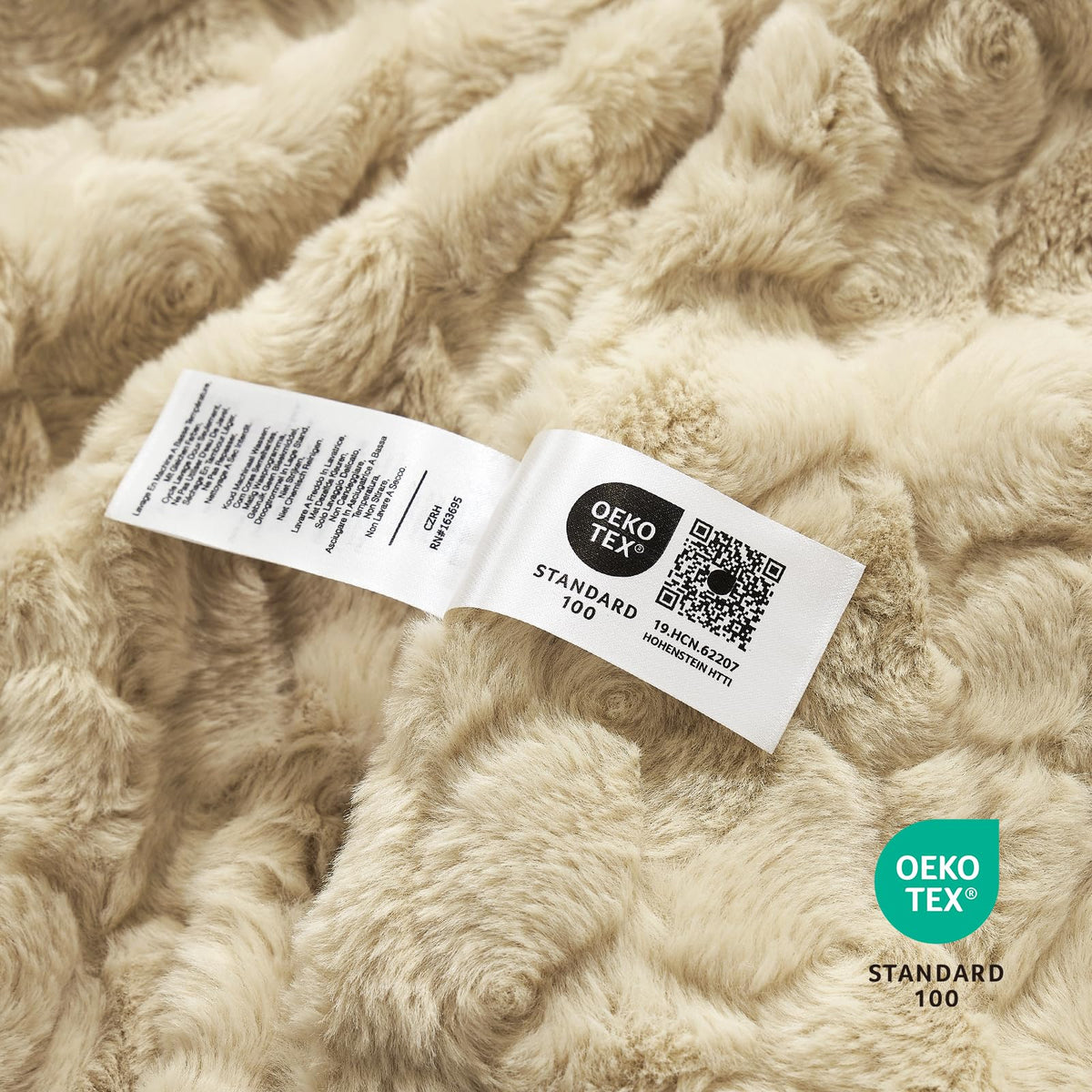 Cozy Bliss Faux Fur Throw Blanket for Couch, Fuzzy Soft Plush Thick Warm Fluffy Reversible Wave Textured Blanket for Sofa Bedroom Living Room, 55 * 70 Inches Khaki