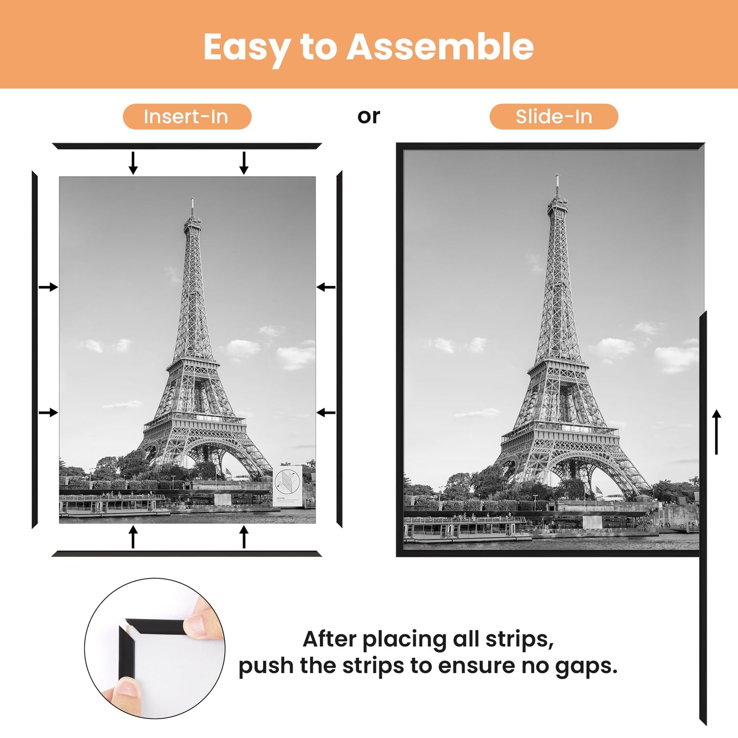 upsimples 16x24 Picture Frame Black 3 Pack, Large Picture Poster Frames 16 x 24 for Horizontal or Vertical Wall Mounting, Scratch-Proof Wall Gallery Photo
