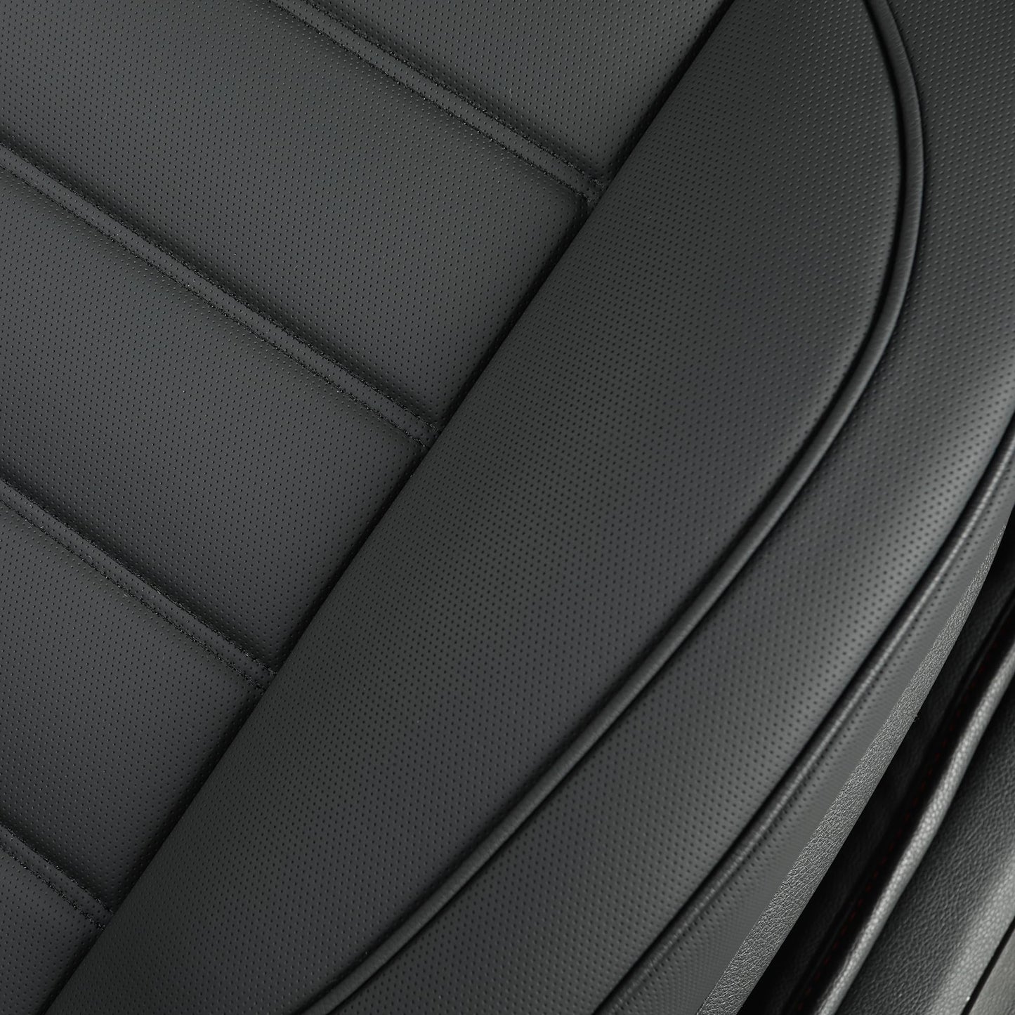 Vankerful Leather Front Car Seat Covers,Bottom Seat Covers for Cars,Driver Car Seat Cushion Cover,Waterproof,Anti-Slip,Full Wrap,for Most Vehicles,Sedan,Truck,SUV (Black, 2PCS Front, Parallel)
