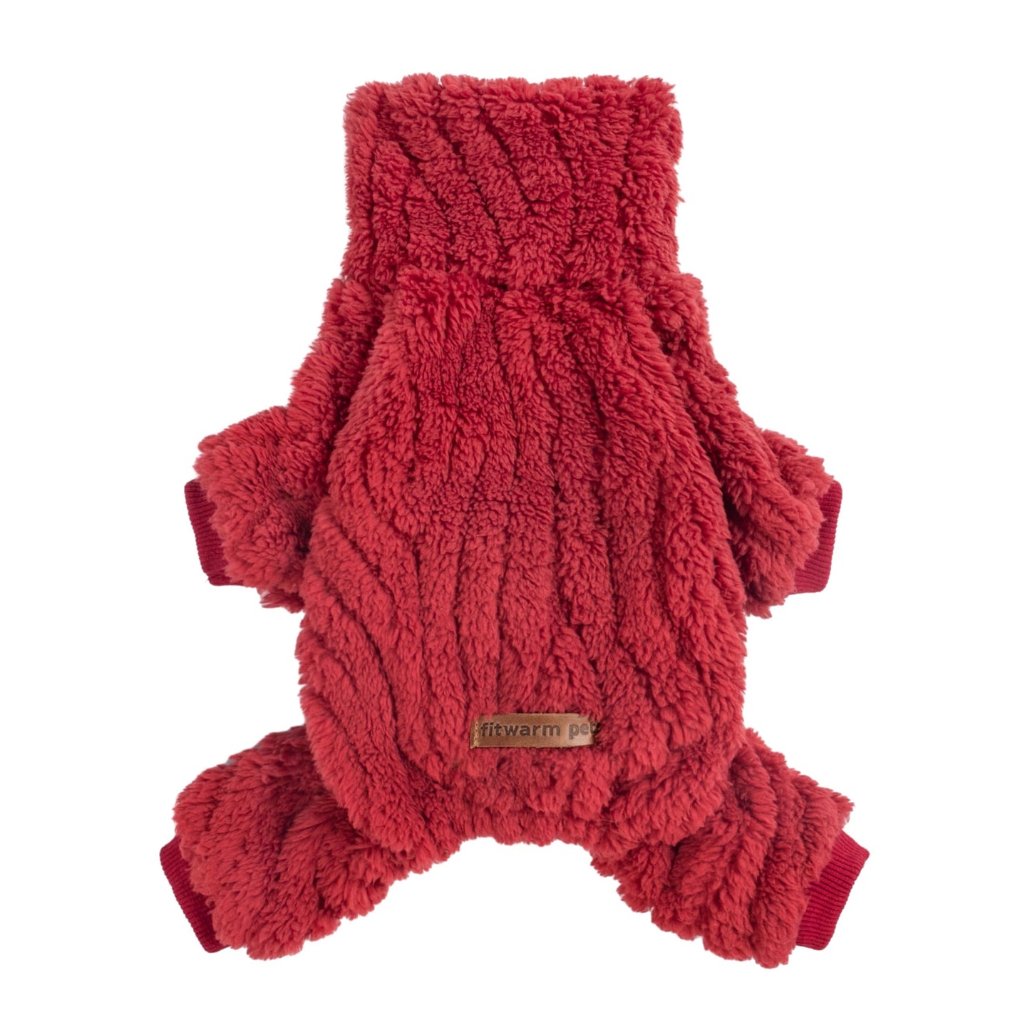 Fitwarm Turtleneck Fleece Dog Sweater Pajamas, Warm Winter Dog Clothes for Small Dogs Boy Girl, Fuzzy Pet Onesie with Feet, Red, XS
