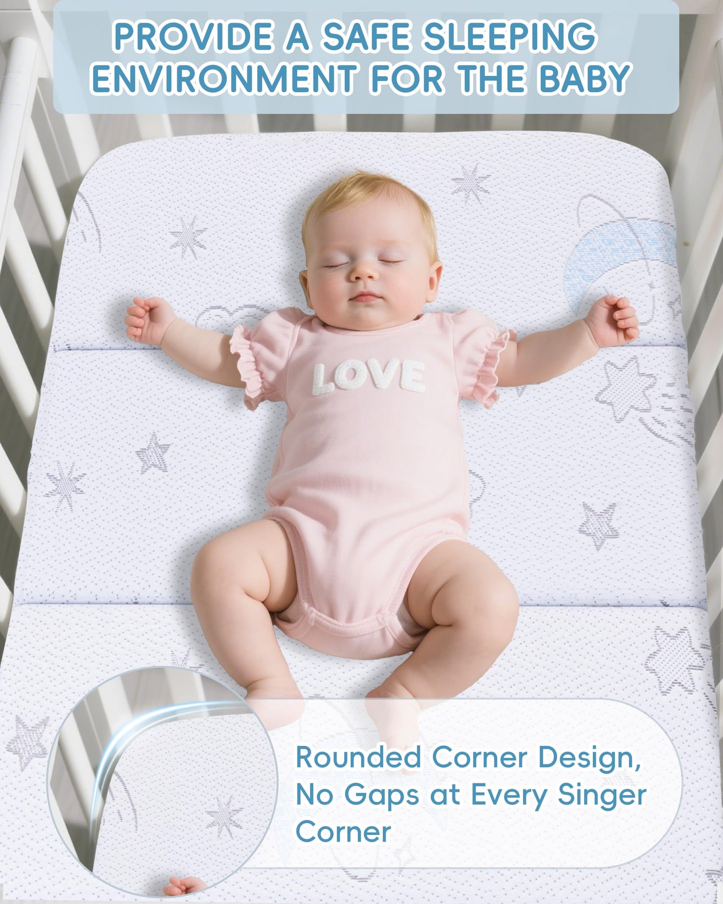 Trifold Pack and Play Mattress 38"x26"x3", Double-Layer Pack N Play Mattresses for Baby Toddler with Waterproof Washable Breathable Cover, Portable Mini Crib Mattress for Playpen