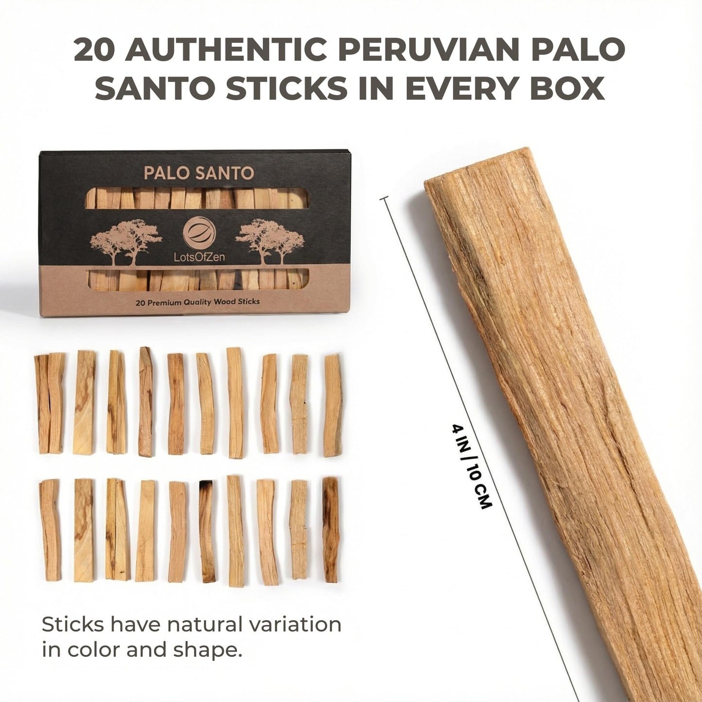 Palo Santo Sticks from Peru 20 Sticks, Large Pack - 100% Natural Spiritual Cleansing Palo Santo Smudge Sticks, Sustainably Hand Picked