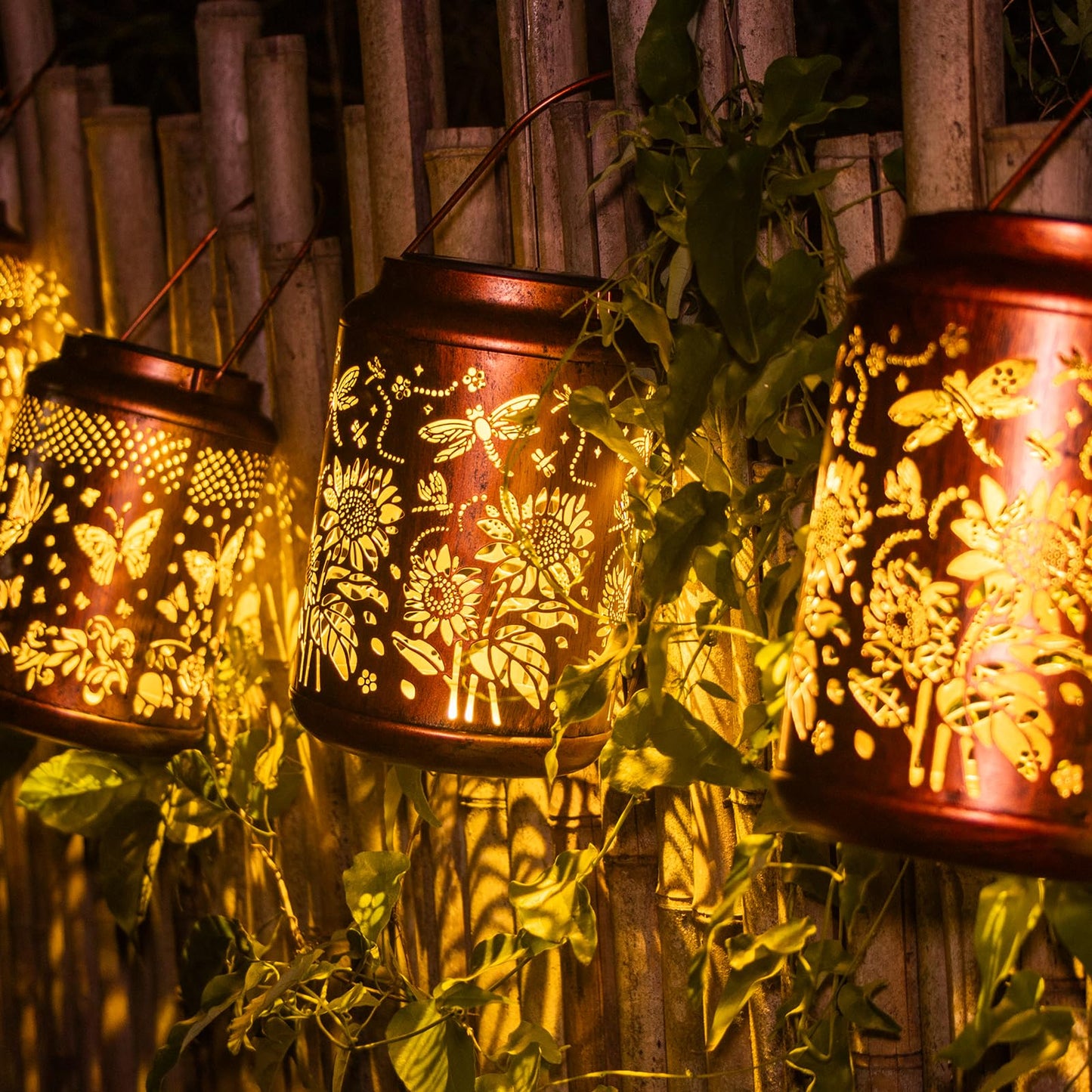 Sunflower Solar Lanterns Outdoor,Birthday Gardening Christmas Gifts for Women Mom Grandma,Garden Decor Waterproof Metal Hanging Lights for Patio Yard Pathway Lawn Front Porch