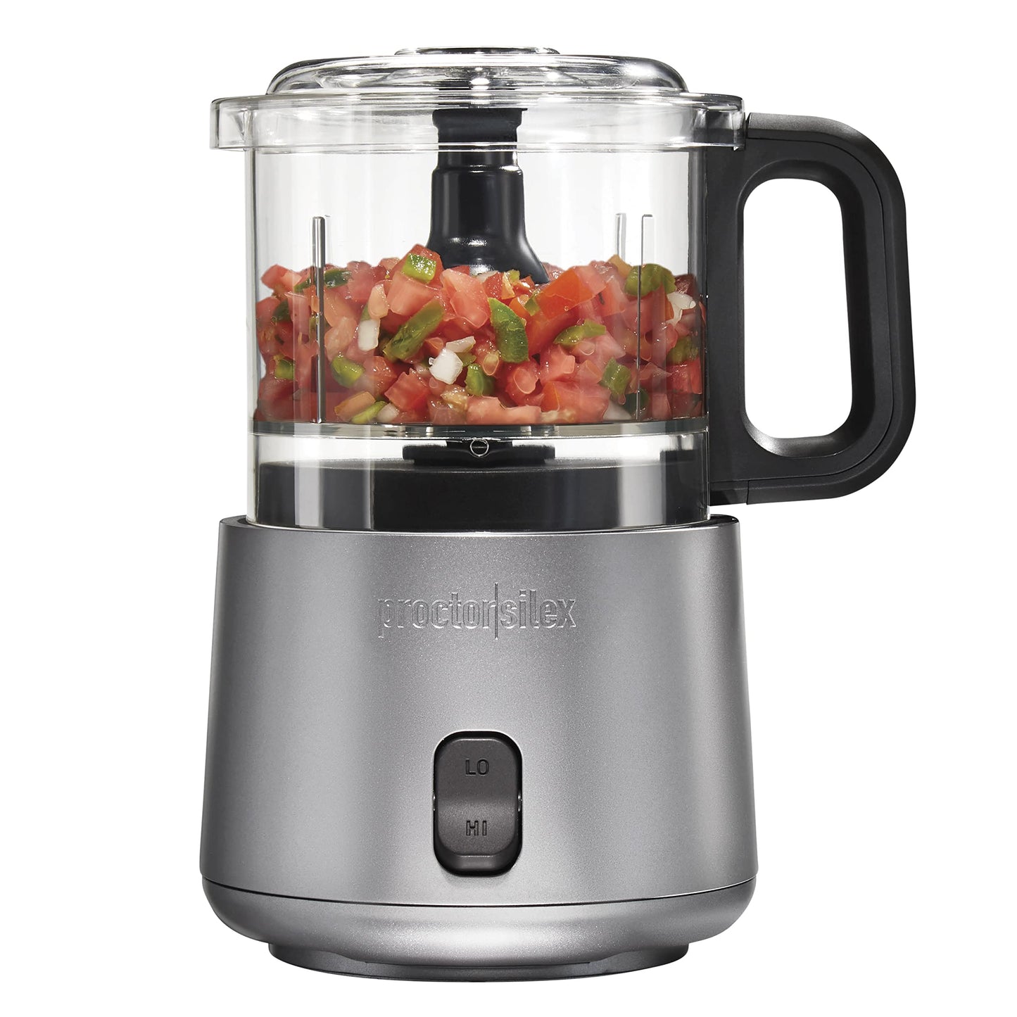 Proctor Silex Electric Food Chopper & Mini Food Processor, 350 Watts, 3.5 Cup Bowl, 2 Speeds, Stainless Steel Blades, for Chopping, Puree & Emulsify, Silver, 72870