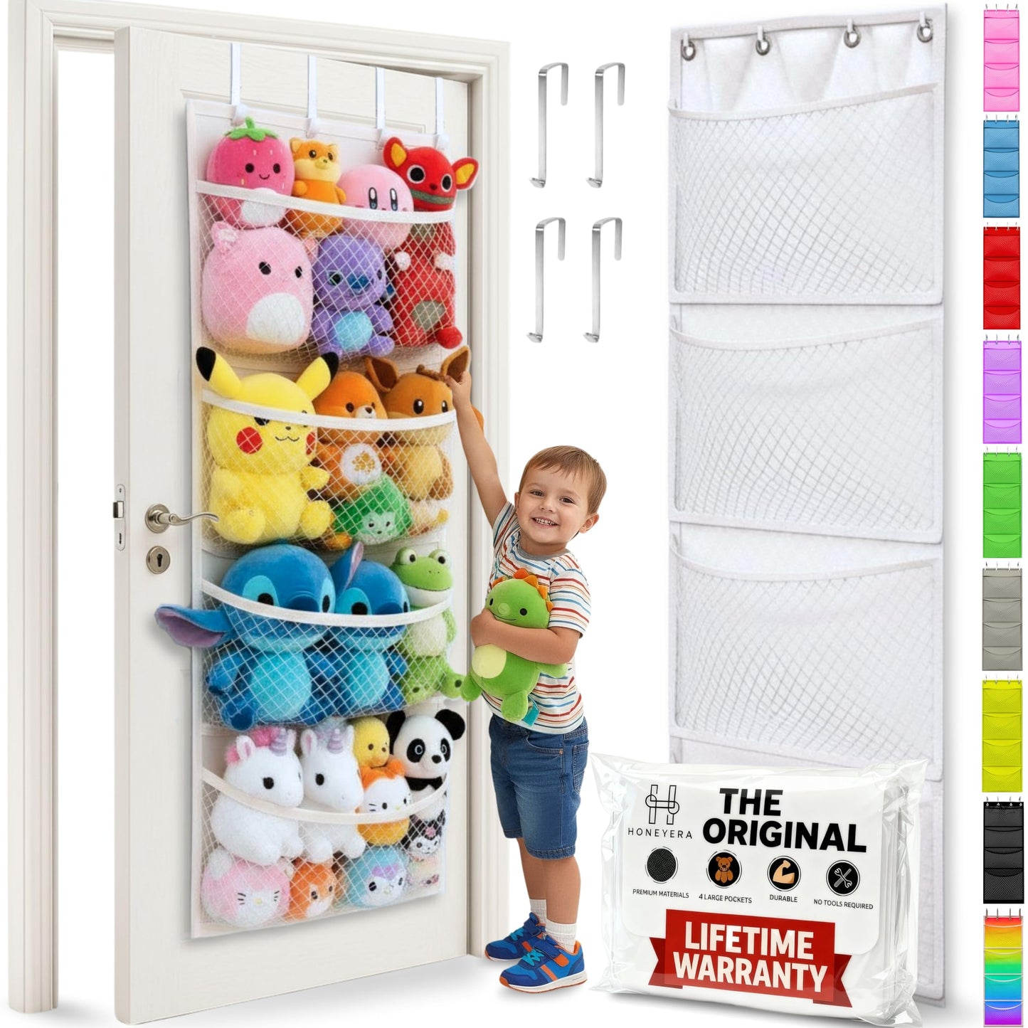 The Original Stuffed Animal Storage (Patent Pending) - Over Door Organizer for Stuffies, Baby Accessories, Toy Plush Storage/Hammock Hanging Storage Net Big Girls Toddler Large Bag Animals stuffy