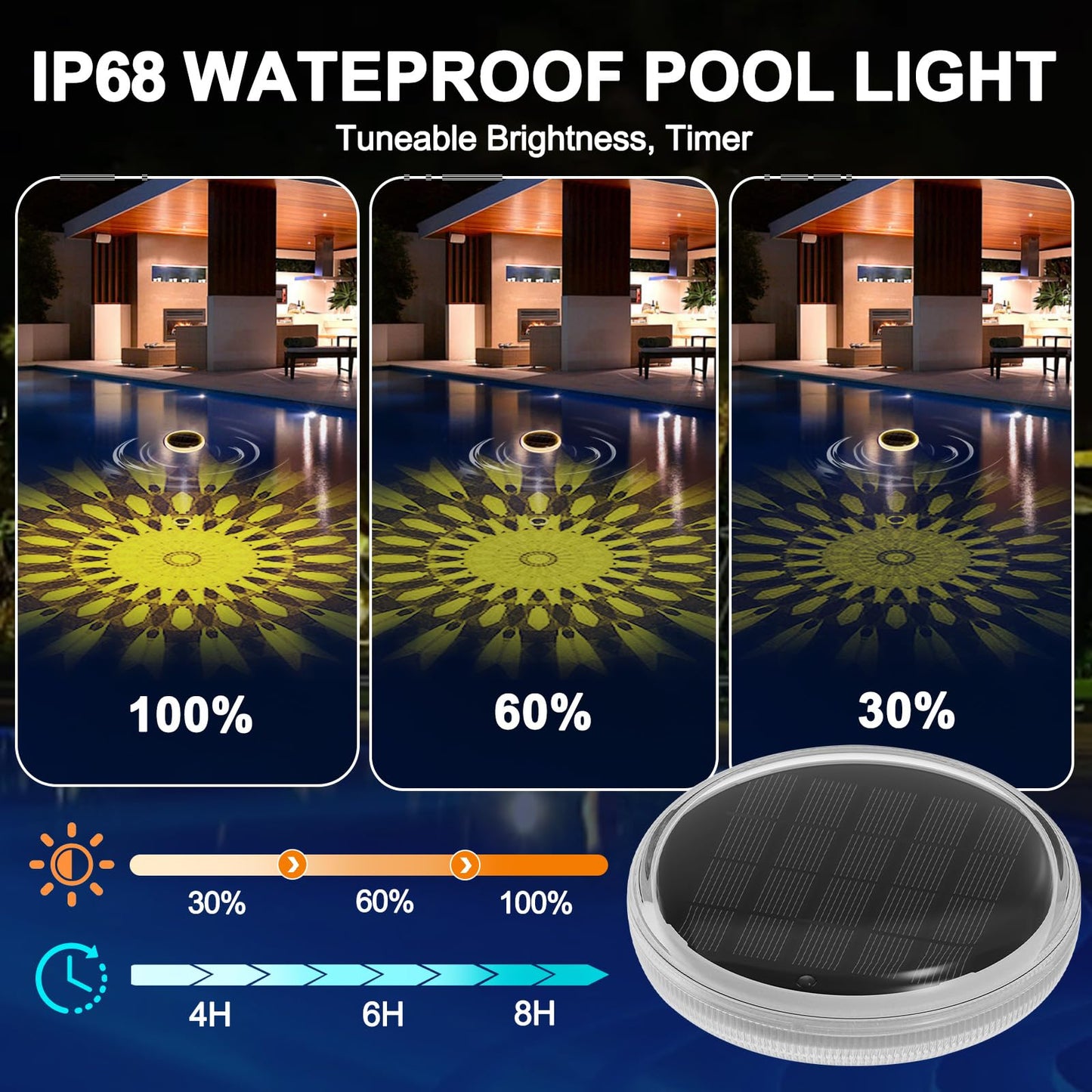 MATEPROX Solar Floating Pool Lights, Rechargeable RGB Pool Light with Remote Control, 9 Lighting 3 Mode, IPX7 Waterproof for Swimming Pool, Garden, Bathtub, Indoor Parties(2 PCS)