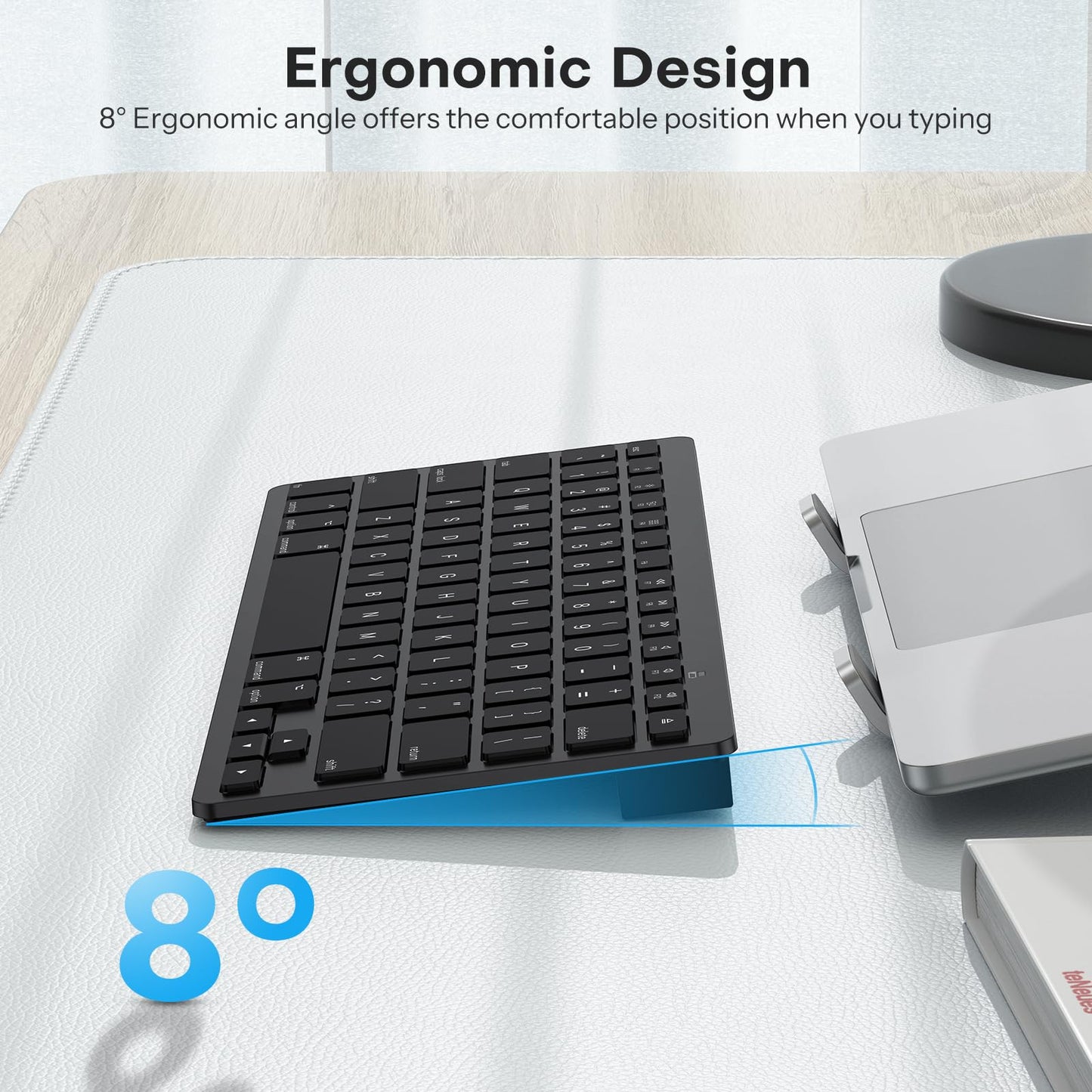 Bluetooth Keyboard for Mac, OMOTON Compact Wireless Keyboard Compatible with MacBook Pro/Air, iMac, iMac Pro, Mac Mini, Mac Pro Laptop and PC,Black