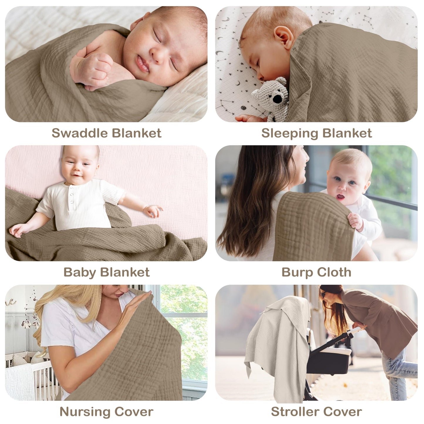 Infancie 100% Organic Cotton Baby Muslin Blanket 120 X 120 CM Baby Blankets Pack of 2 Soft Breathable Lightweight Gentle On Baby Skin Large Receiving Blanket for Newborns and Infants Daily Use
