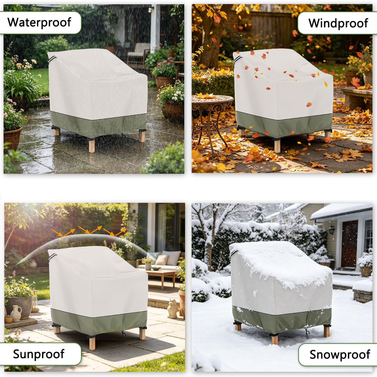Gasadar Patio Chair Cover-2 Pack, Heavy Duty Waterproof UV Resistant Anti-Fading Chair Covers for Lawn Outdoor Furniture Chairs,29" W x30 D x 36" H