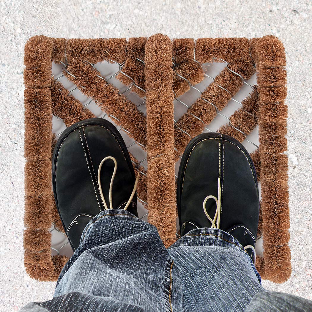 NINAMAR Natural Coir Boot Scraper Door Mat - 33 x 30 cm - 6 Pack