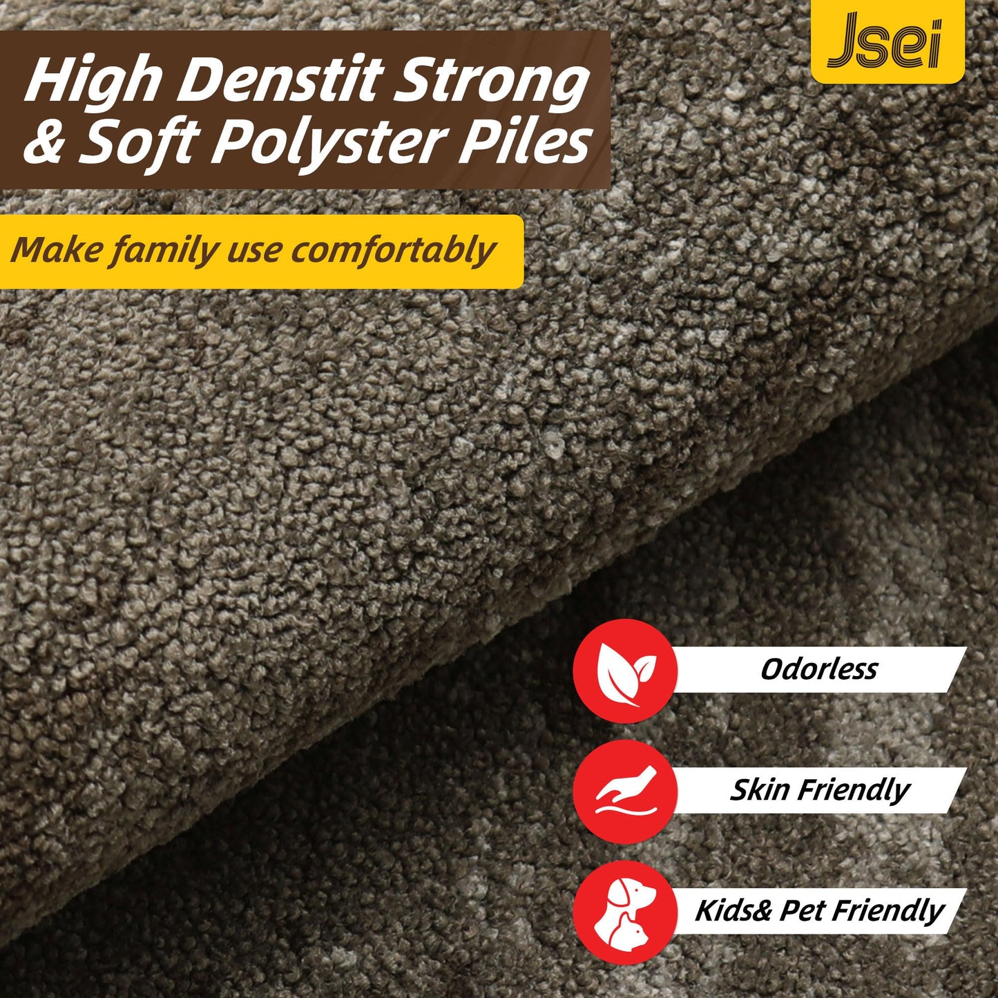 JSEI Dirt Trapper Door Mat 32"x48", Non-Slip Doormats Washable Entryway Mat, Welcome Floor Mat Absorbent Low Profile Dog Door Mats for Front Back Door, Wet Shoes & Paws, Brown