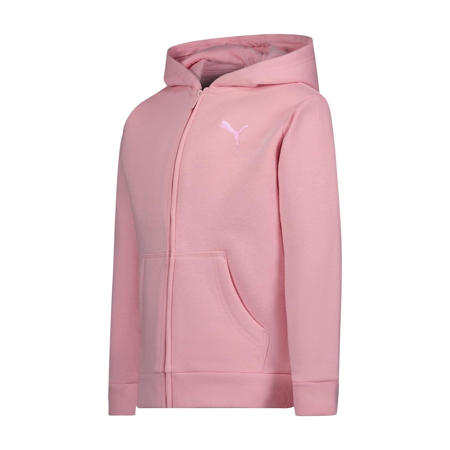 PUMA Girls' Core Logo Zip Up Hoodie, Pale Pink, Medium