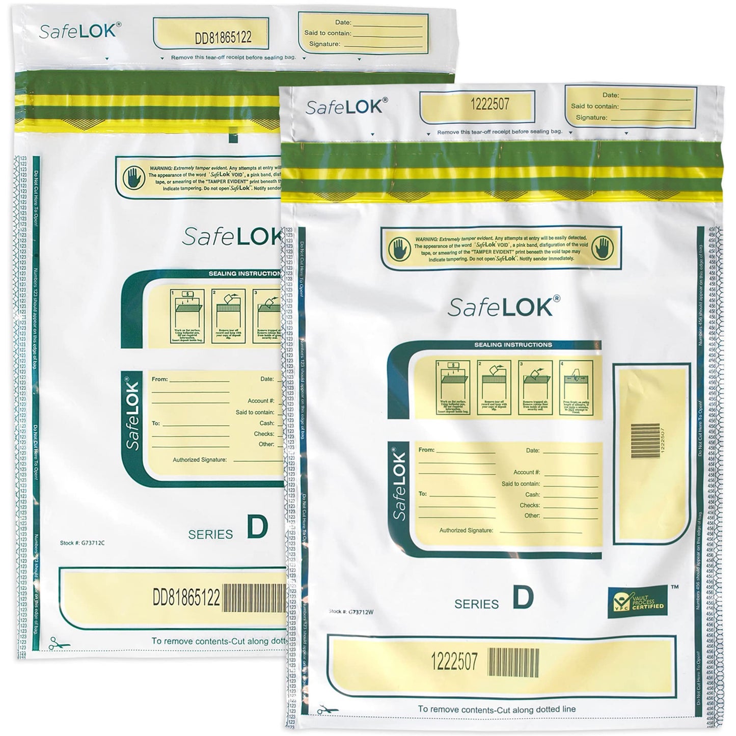 CONTROLTEK SafeLOK Tamper-Evident Cash Bags 12" x 16" Opaque, Pack of 100