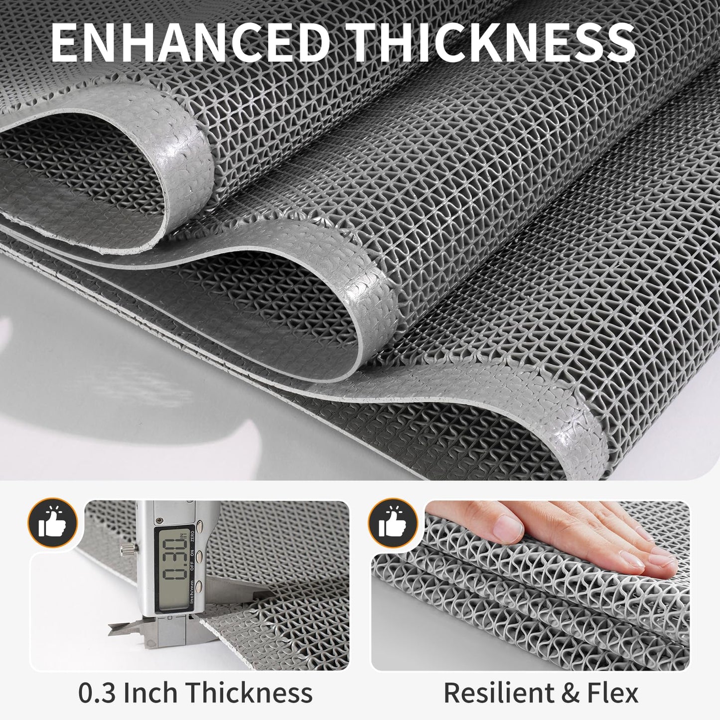 YDKGL Front Door Mat 24''x36'', Drainage Heavy Duty Dirt Trapping Non-Slip Doormats, Rubber Floor Mats, Restaurant Commercial Kitchen Industral Pool Entrance Bar Wet Area, Grey