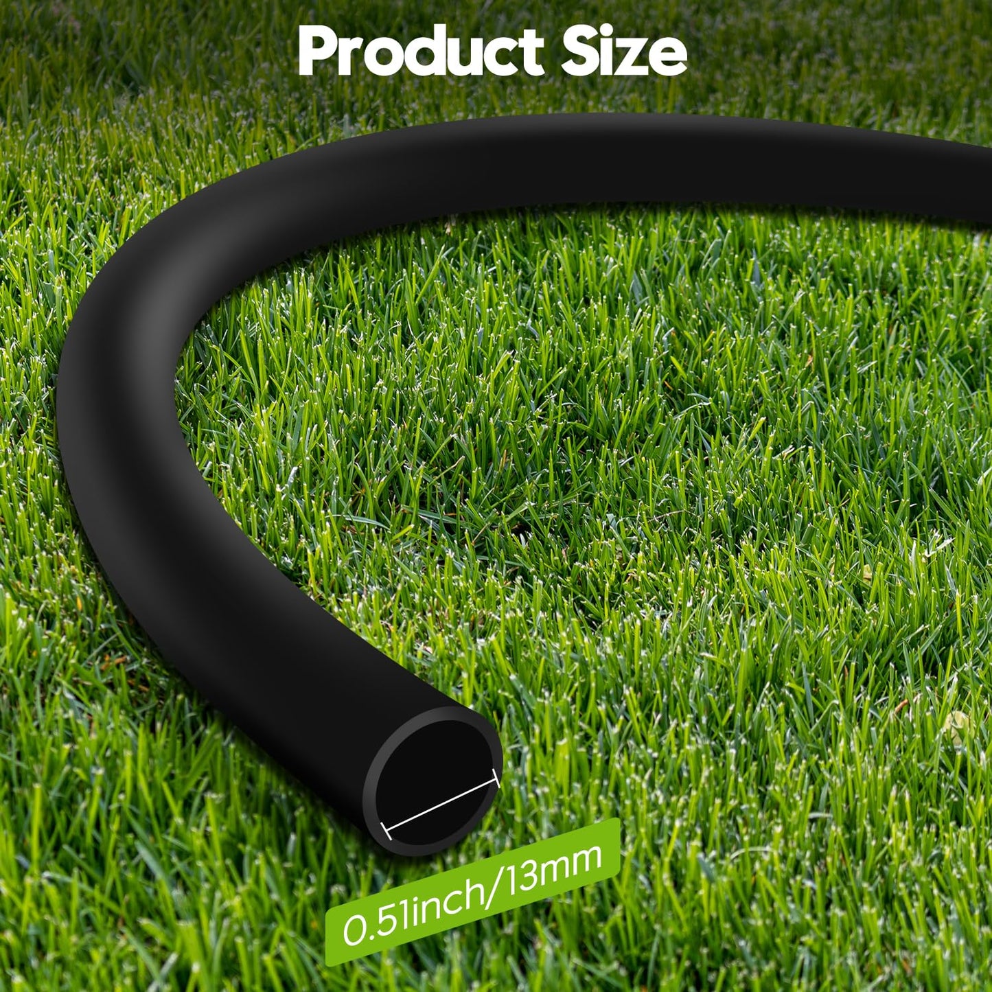 50 FT 1/2 Inch Drip Irrigation Tubing Kit-Drip Line Irrigation Hose 1/2 Inch with 1/2" to 1/4" Barbed Locked 6-Way & 1/2" Tee Connectors-Drip Tube Irrigation Fittings System Parts for Garden Watering