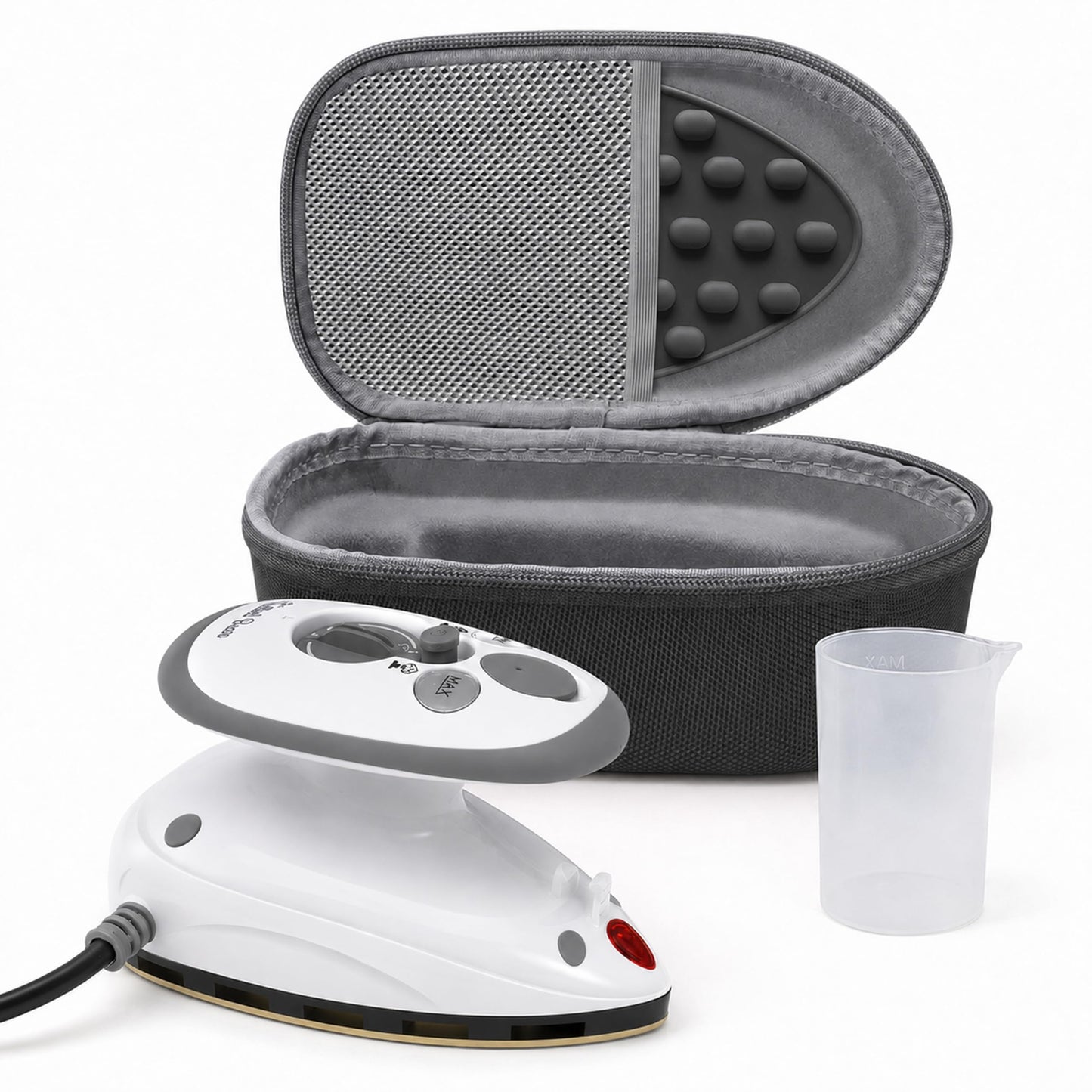 The Quilted Bear Premium Mini Steam Iron - Lightweight Mini Travel Iron for Effortless Quilting & Wrinkle-Free Clothes with Carry Case & Iron Rest - Travel Steamer for Clothes & Crafts (Black) (V2)