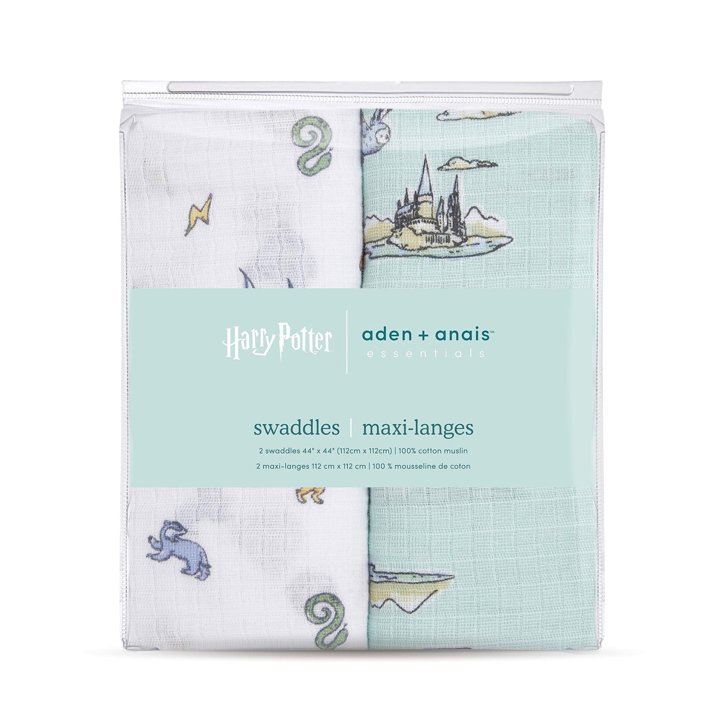 aden + anais Swaddle Blanket, Boutique Muslin Blankets for Girls & Boys, Baby Receiving Swaddles, Ideal Newborn & Infant Swaddling Set, Perfect Shower Gifts, 2 Pack, Hogwarts Essentials