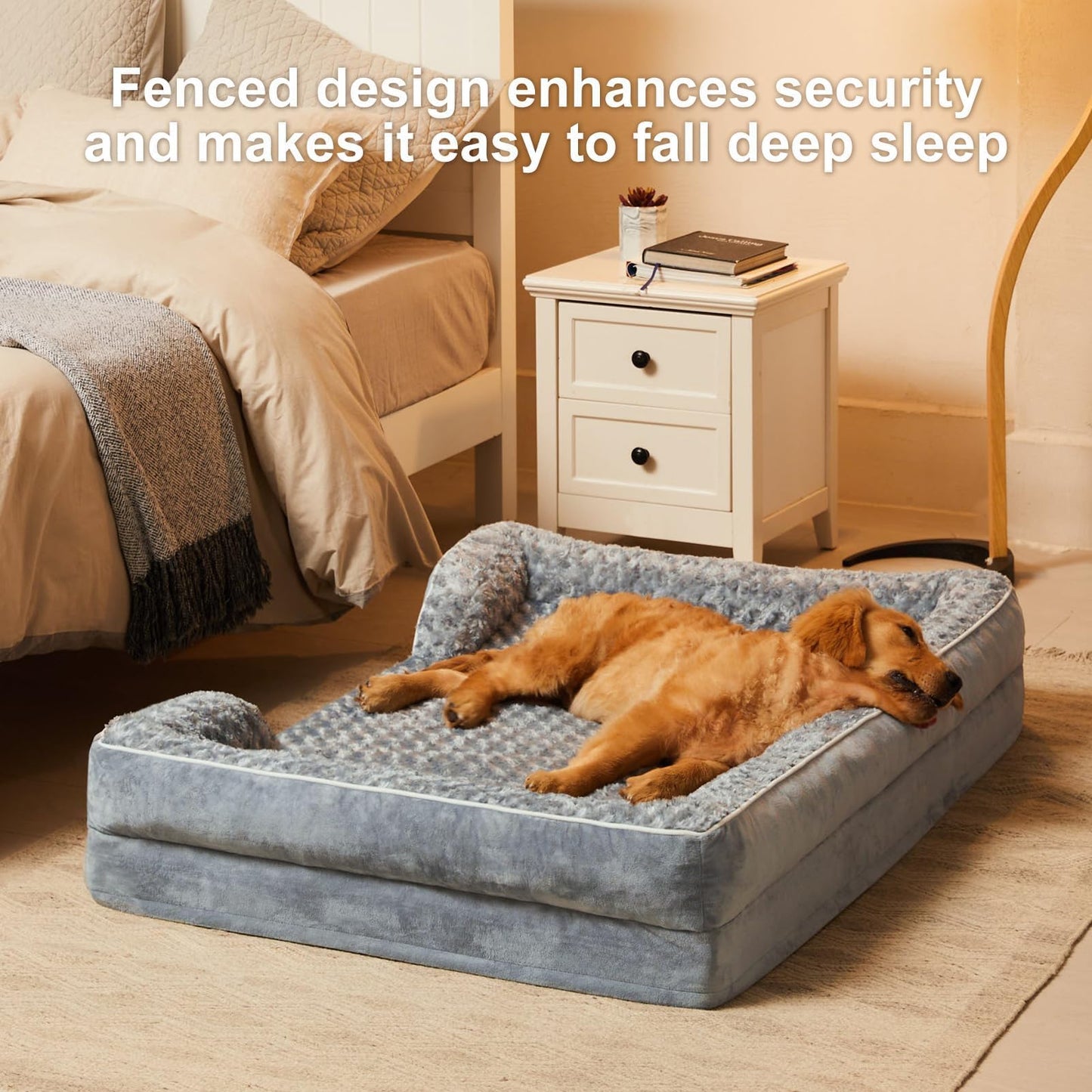 BFPETHOME Dog Beds for Extra Large Dogs, Washable, Bolster Sofa Bed with Waterproof Lining & Non-Skid Bottom, Orthopedic Egg Foam Couch for Pet Sleeping, Pet Bed