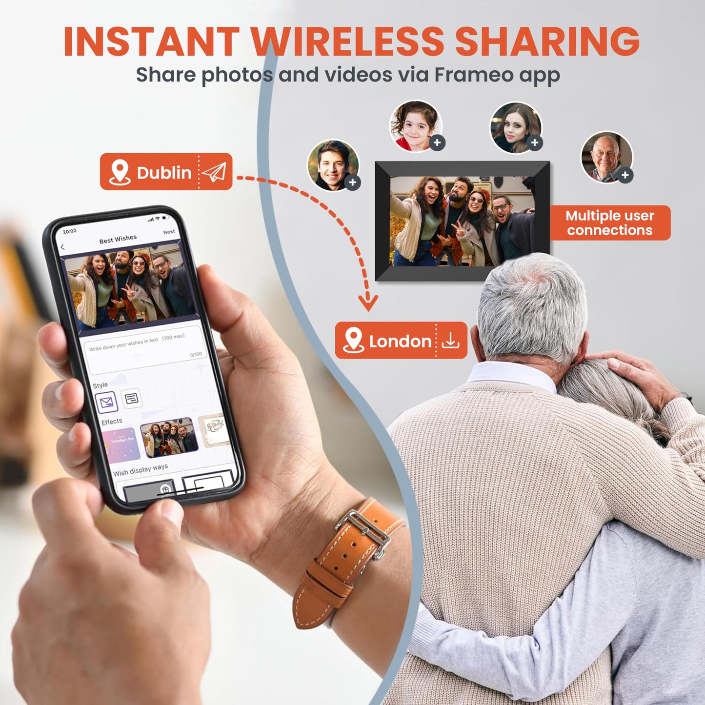 64 GB Frameo 10.1 Inch WiFi Digital Photo Frame | Digital Picture Frame with Large Storage (32GB Built-in+32GB SD Card)1280x800 HD IPS HD Touch Screen,Frameo Digital Frame Multi-Users & Auto Rotation