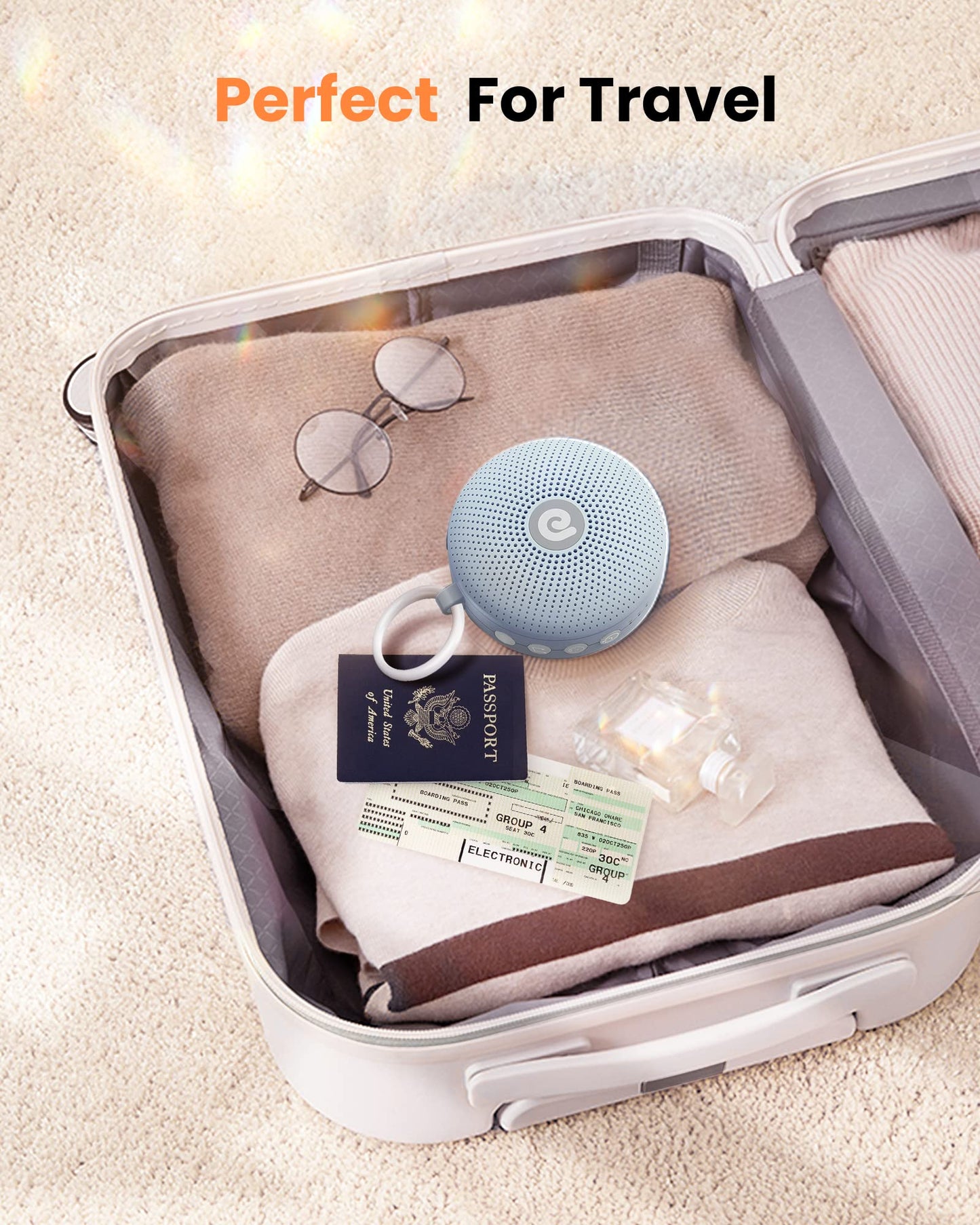 Dreamegg White Noise Machine - Portable Sound Machine for Baby Kid Adults with Powerful Battery, 21 Nature Sounds, Lullabies, White Noise, Rechargeable Sound Machine for Home Travel Nursery Gift-Blue