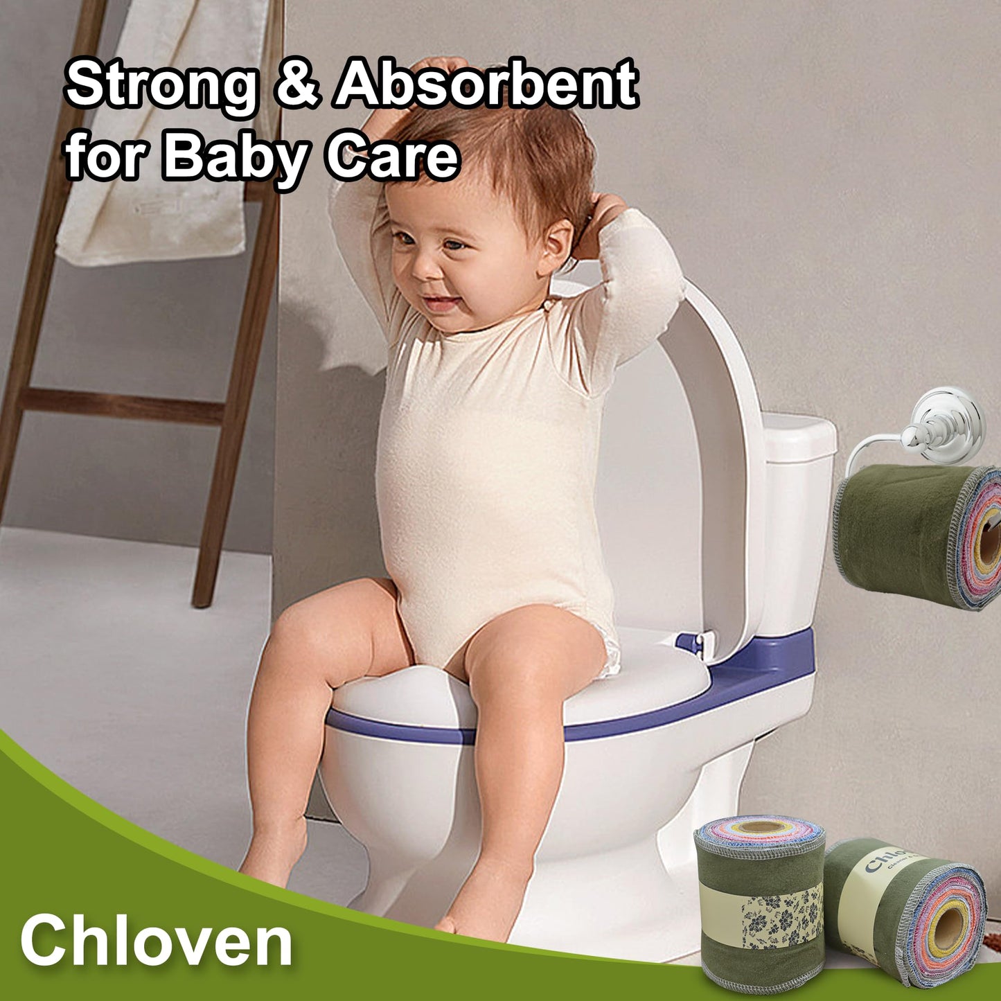 Chloven Reusable Toilet Paper - 48 Pack Eco Friendly Cloth Wipes - Super Soft, Absorbent Toilet Paper Cloth Washable Roll - Zero Waste Reusable Bidet Towels