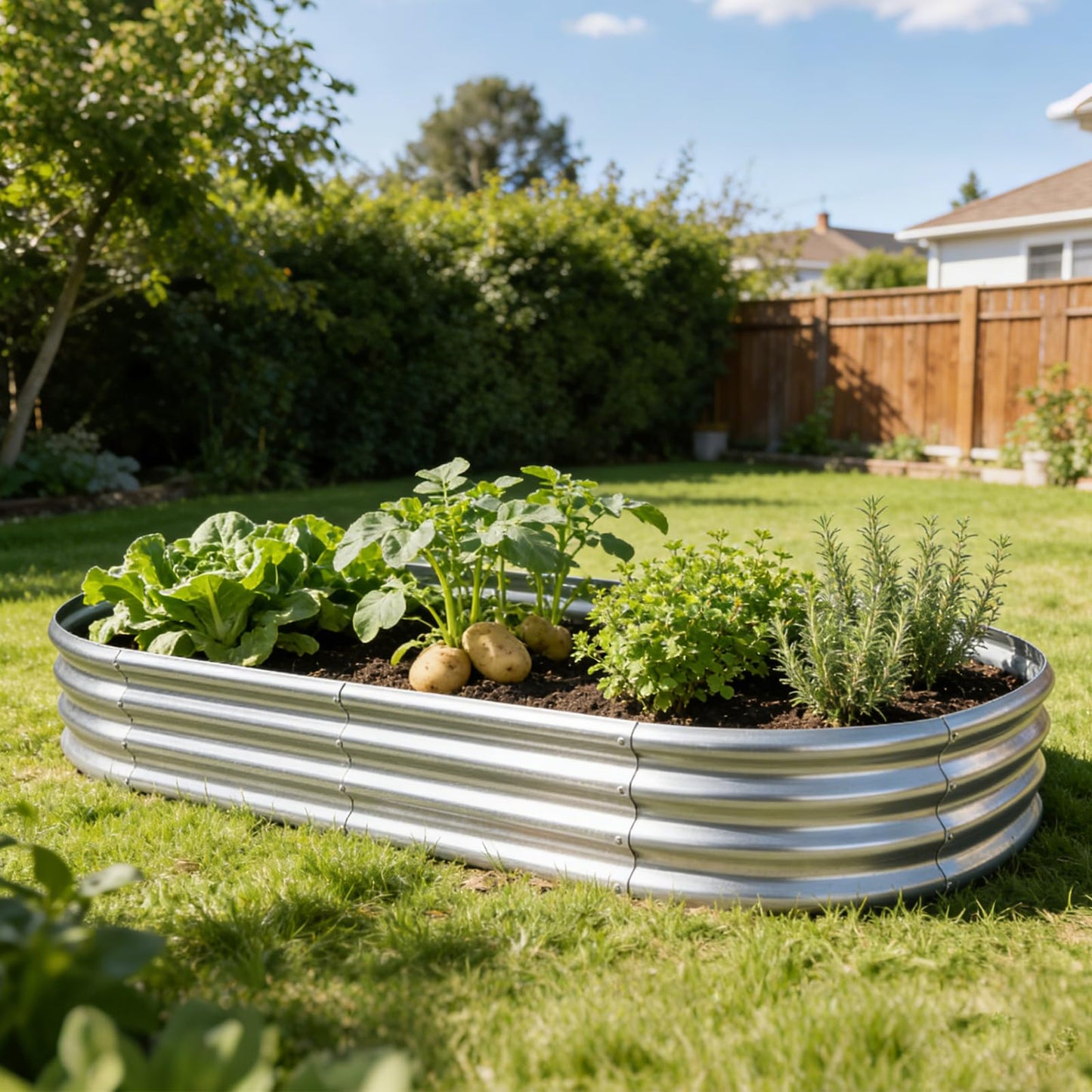 Galvanized Raised Garden Bed - 4x2Ft Heavy Duty Steel Planter Box Outdoor for Vegetables, Fruits, Flowers & Backyard Gardening, Easy Assembly Large Raised Garden Stock Tank