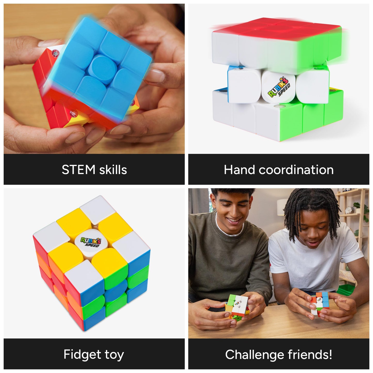 Rubik’s Cube, 3x3 Magnetic Speed Cube for Super Fast Solves, Twisting Fidget Toy, Challenging Brain Teaser & Sensory Puzzle for Adults, Teens, & Kids, for Ages 8 & Up