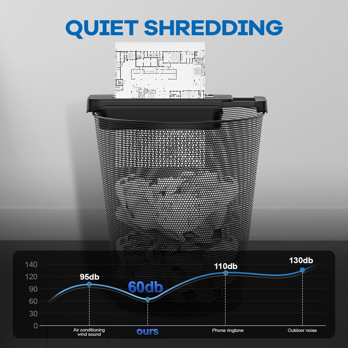 Membship Paper Shredder for Home and Office Use, 7 Sheet Strip Cut Small Paper Shredder Without Basket for Home Office, Portable Shredder Extendable Arm Design with Overheat Protection,Jam Proof