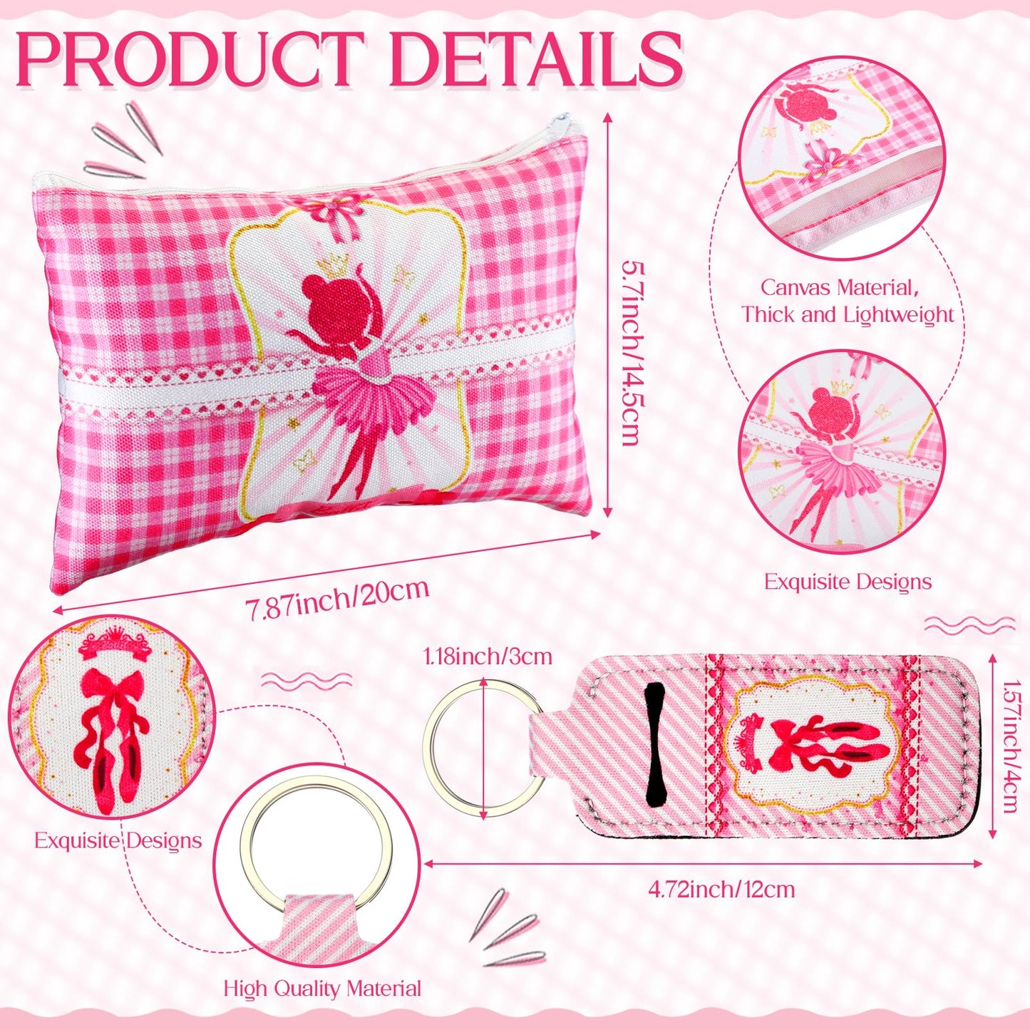 Clysee 60 Pcs Ballerina Party Favors for Girls Include Ballet Dance Makeup Bags Adjustable Bracelets Hair Ties Keychains Elastic Scrunchies Ballet Party Gift Bulk for Dancers Competition Gifts