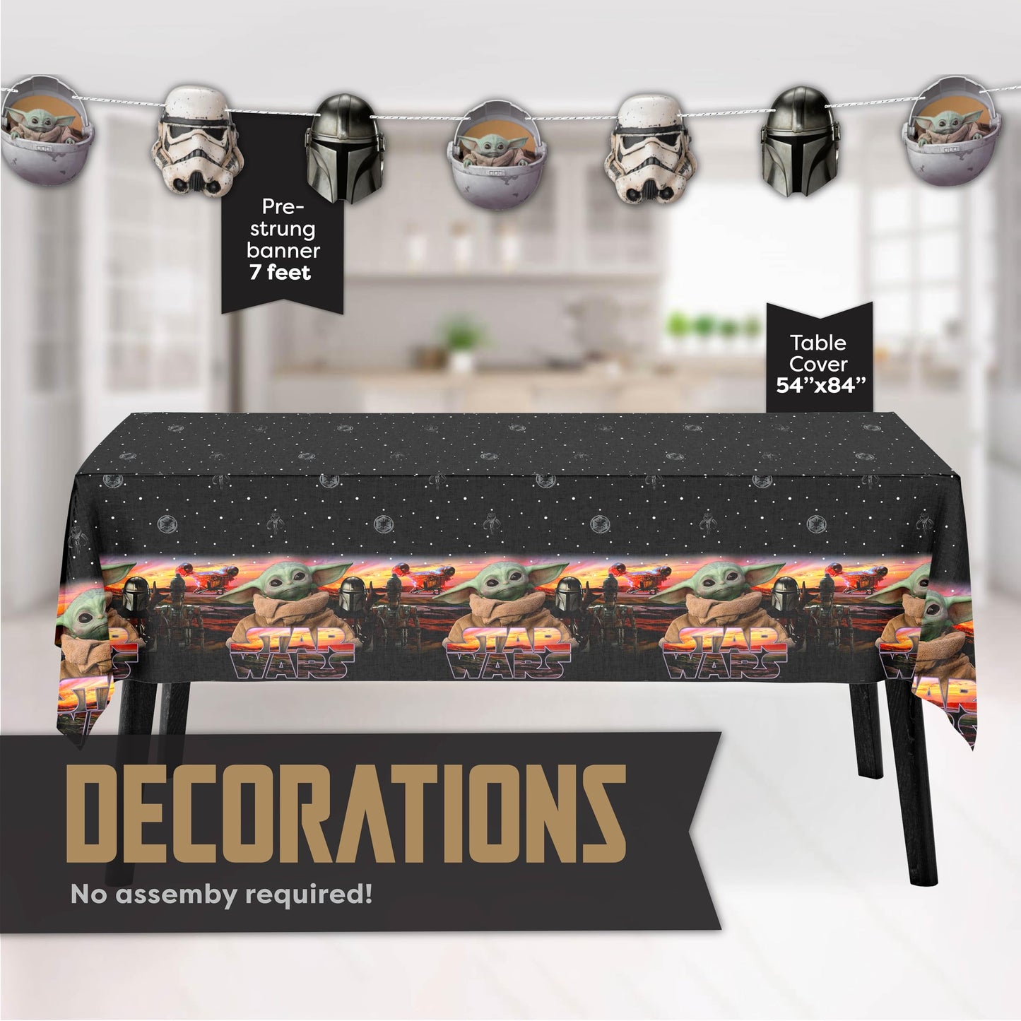 Baby Yoda Party Supplies and Decorations - Mandalorian Party Supplies for Birthday Child - Serves 16 - Banner Decoration, Table Cover, Plates and More