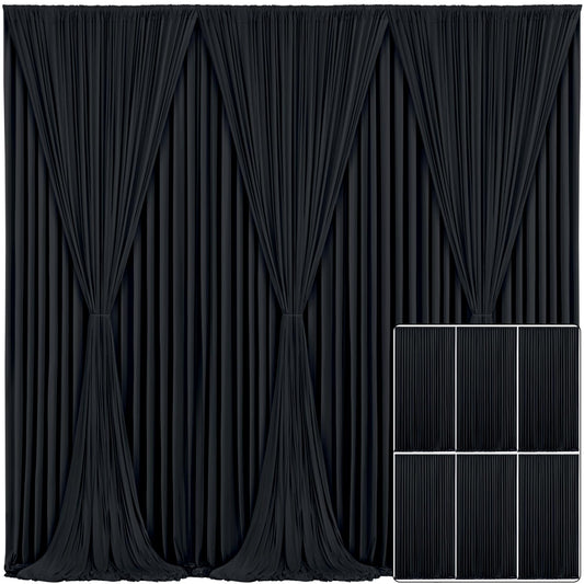 6 Panels Black Backdrop Curtain for Parties Wrinkle Free Black Photo Curtains Backdrop Drapes Fabric Decoration for Birthday Party Wedding 30ft(W) x 10ft(H)
