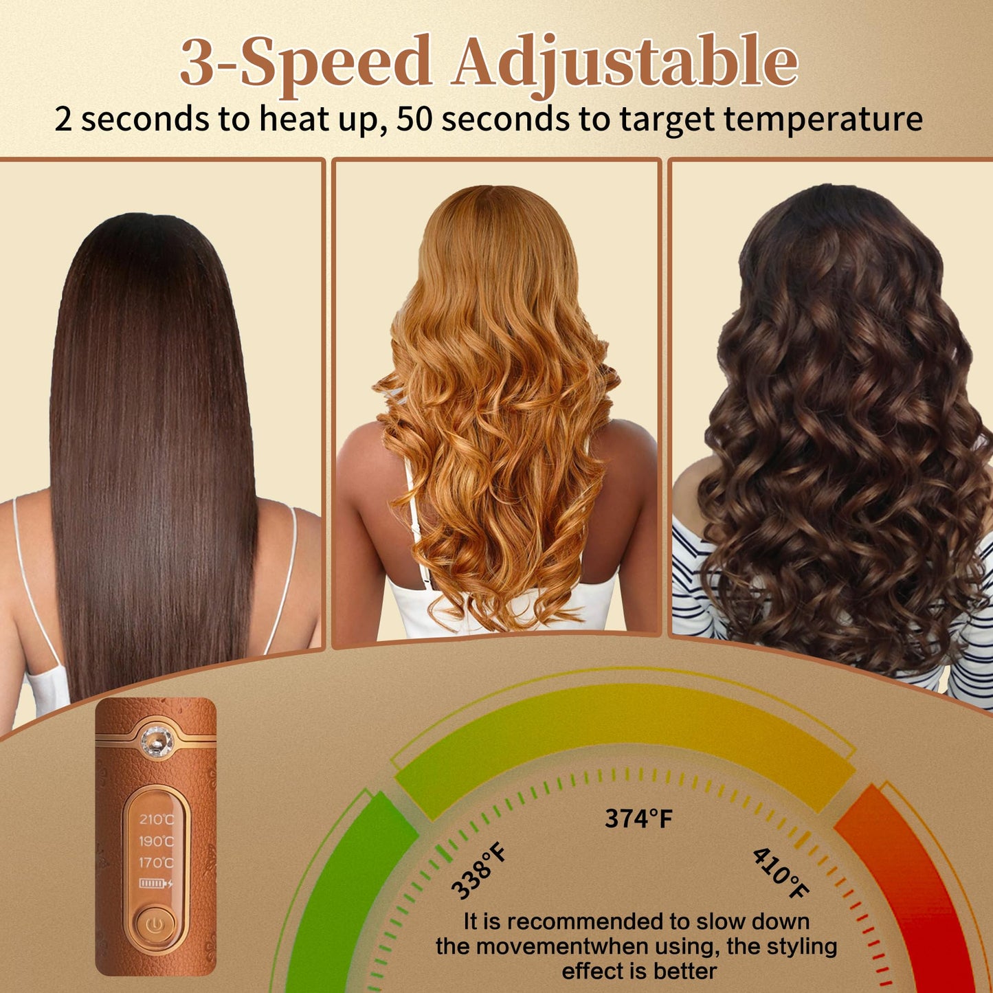 Cordless Hair Straightener, Portable Straightener 2 in 1 for Hair Straightening and Curling, Fast Heating Cordless Flat Iron, 5000mAh hair straightener travel,210°C/410°F within seconds(Urban OL)