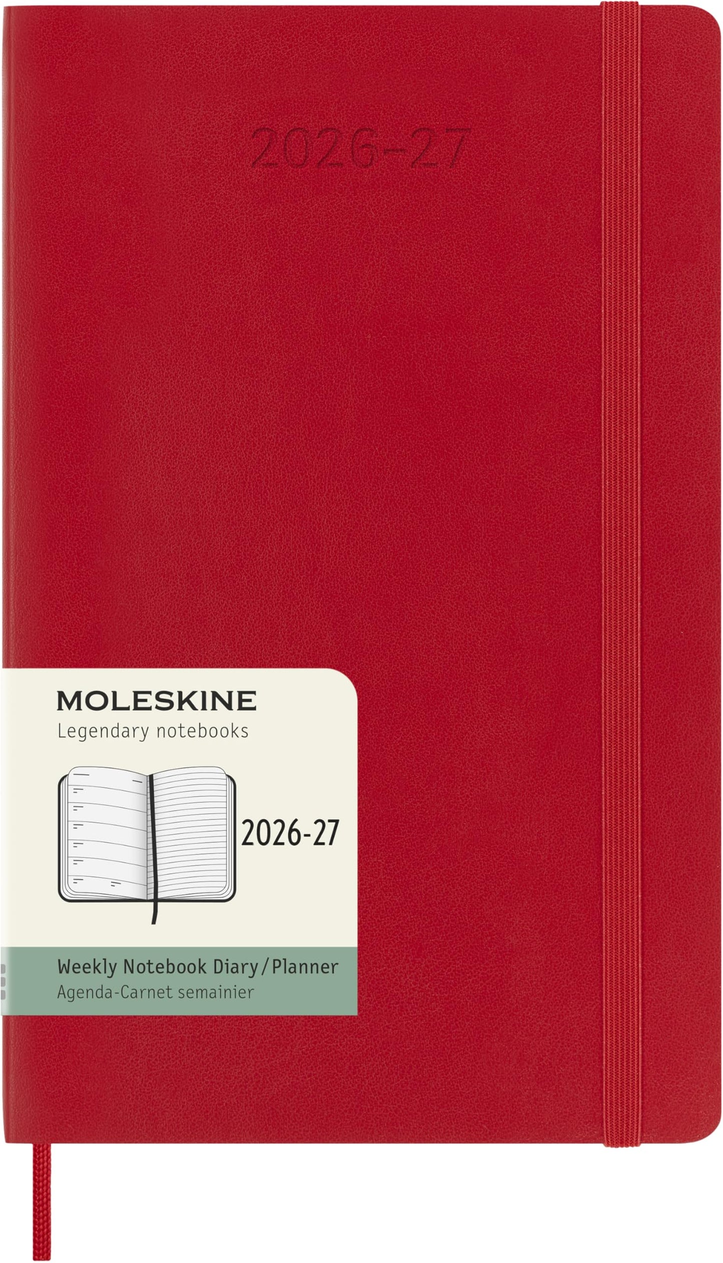Moleskine Classic 18 Month 2026-2027 Weekly Planner, Soft Cover, Large (5" x 8.25"), Scarlet Red, 208 pages