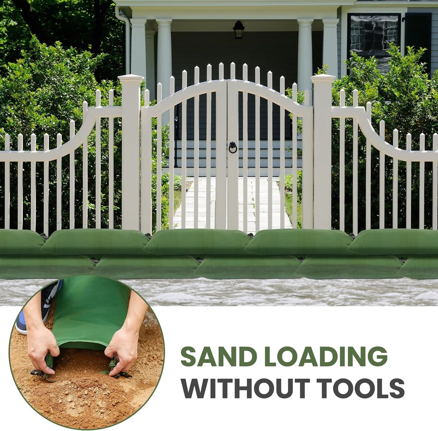 Flood Water Barrier Sand Bags - 6Pcs Thickened Long Canvas Flood Protection Sandbags with Insert Buckle Reusable Quick Flood Barrier for Home Door Window Basement Garage Floor Flood Control