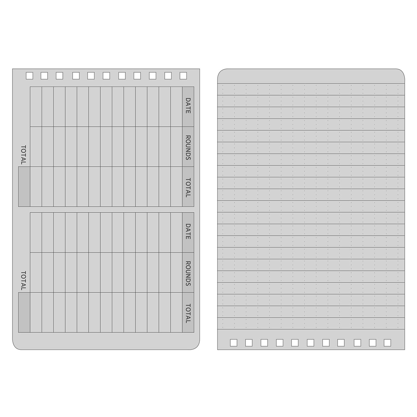 Rite in the Rain Weatherproof Top Spiral DOPE Logbook, 4" x 6", Black Cover, DOPE Pattern Front, Universal Pattern Back, 2 Pack (No. D746L2)