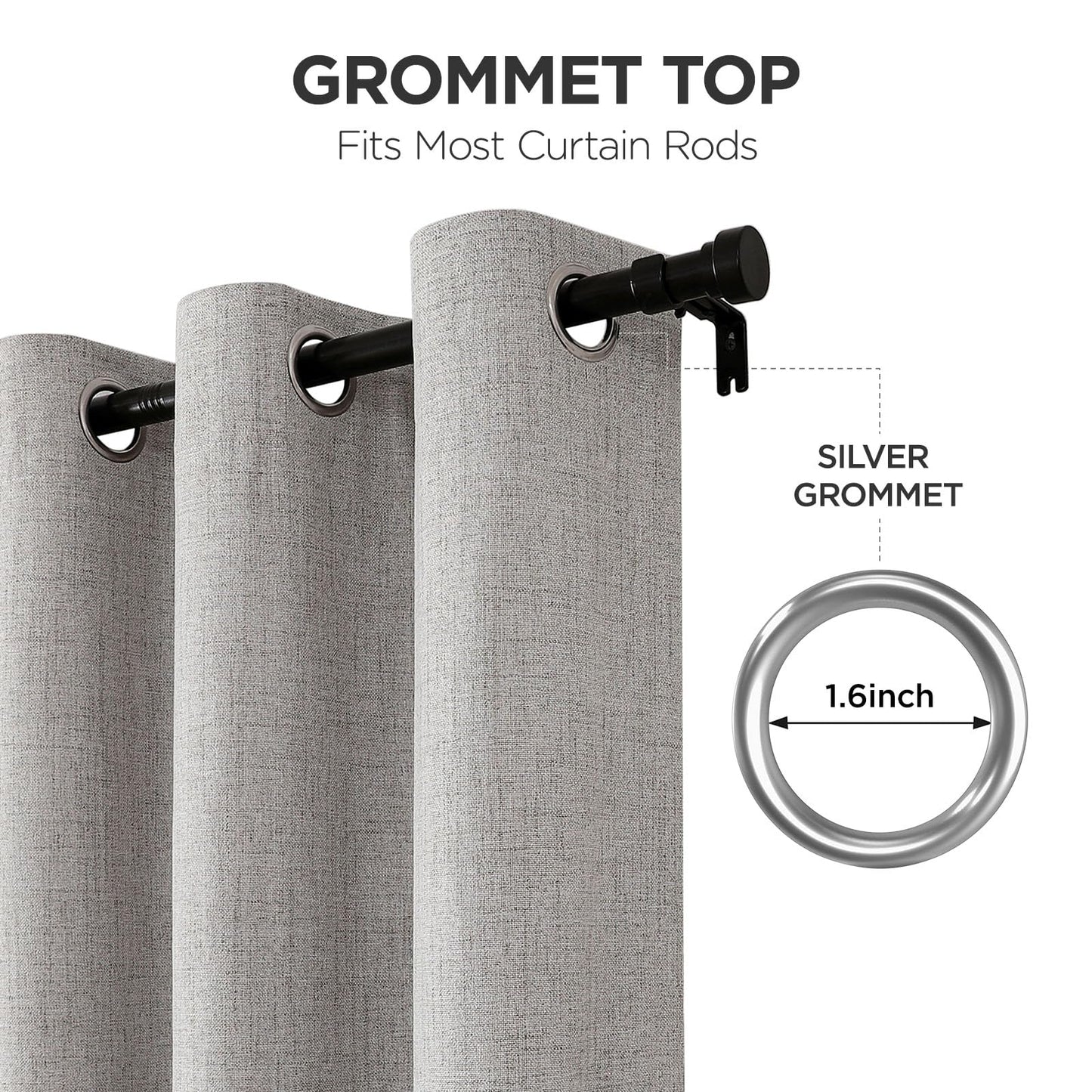 Joydeco Blackout Curtains 84 Inches Long 2 Panels Burg, Room Darkening Curtains for Bedroom, 100% Black Out Textured Thermal Drapes Privacy Protection 2 Panels Set(W52 x L84 Inch, Greyish White)