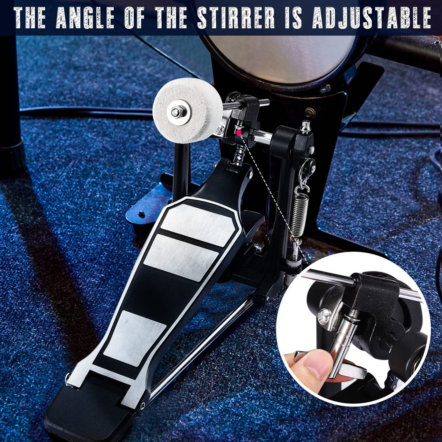 Facmogu Single Kick Bass Drum Pedal, Kick Drum Pedal Come with Classic Felt Beater Stick & Key for Foot Percussion Set Instrument, Single-Chain Heavy-duty for Beginner & Pro Drummers