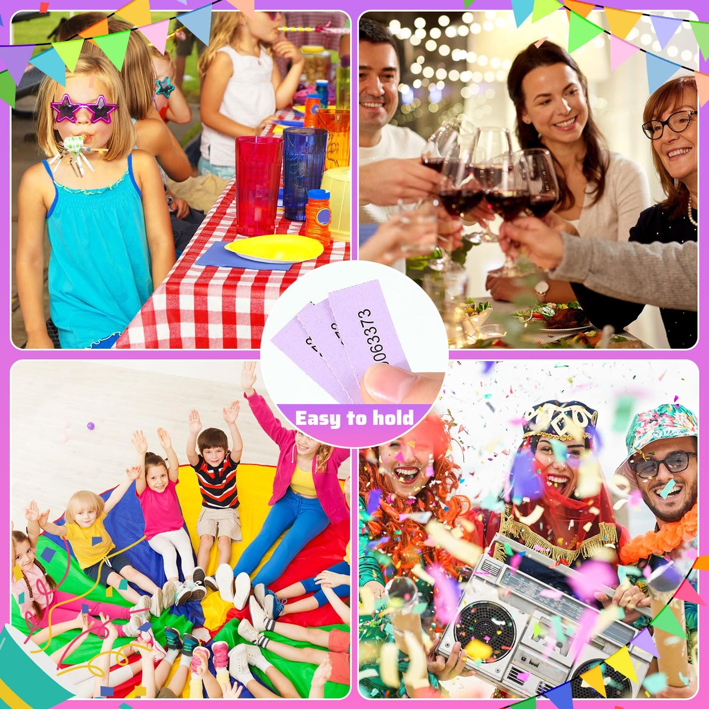 Kosiz 1000 Sheets Raffle Tickets with 10 Bid Numbers Per Sheet Colored Raffle Tickets Sheets for Chinese Auction Basket Silent Auction Church Events(Light Purple)